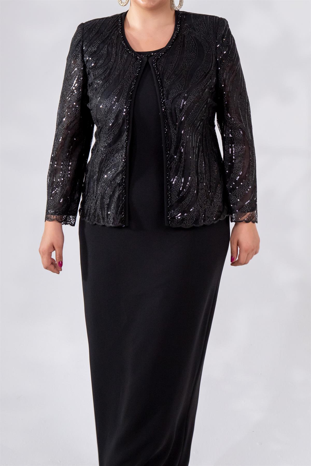 Büyük Beden 2427031 İkili Abiye Takım  Siyah