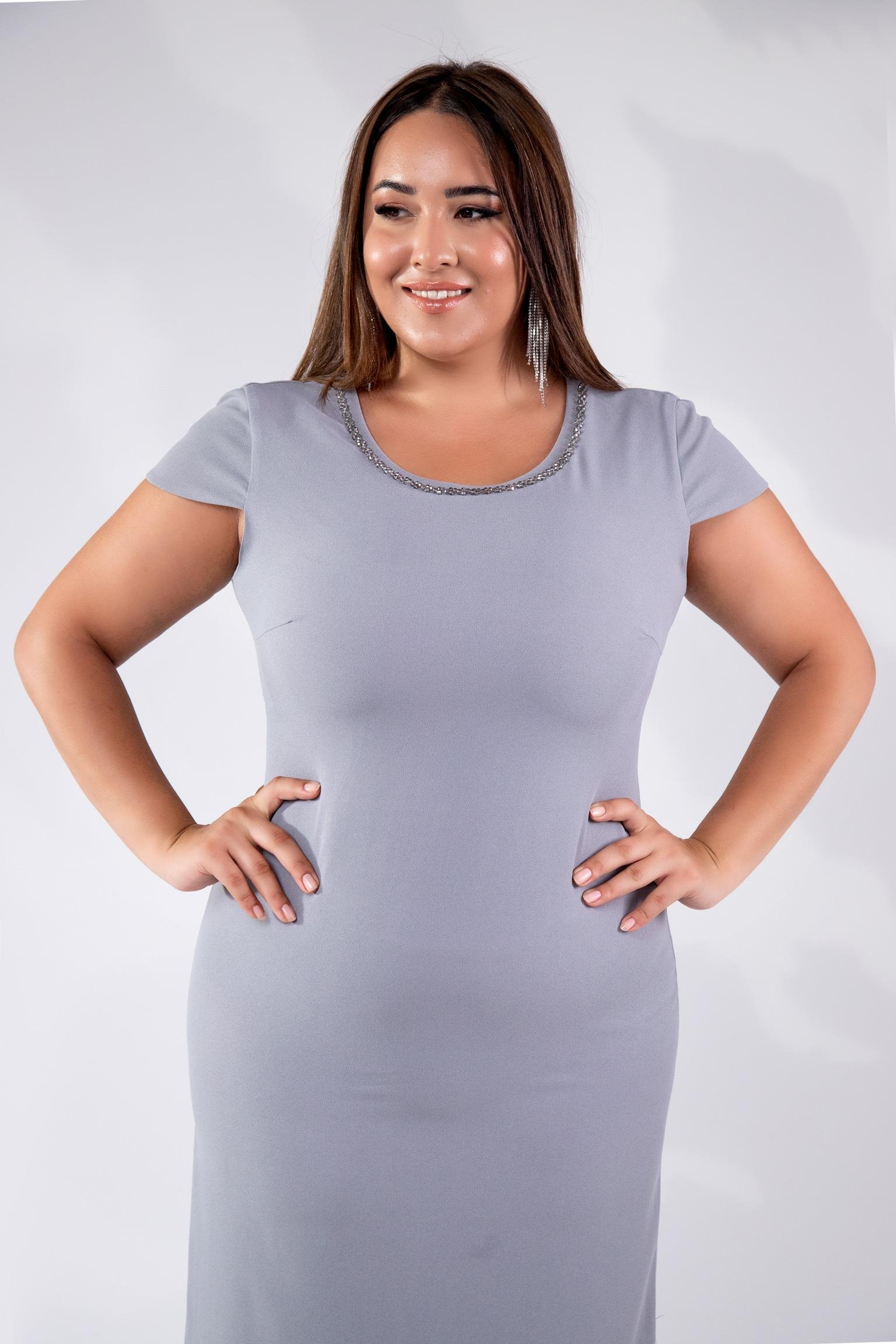 Büyük Beden 2427031 İkili Abiye Takım  Gümüş