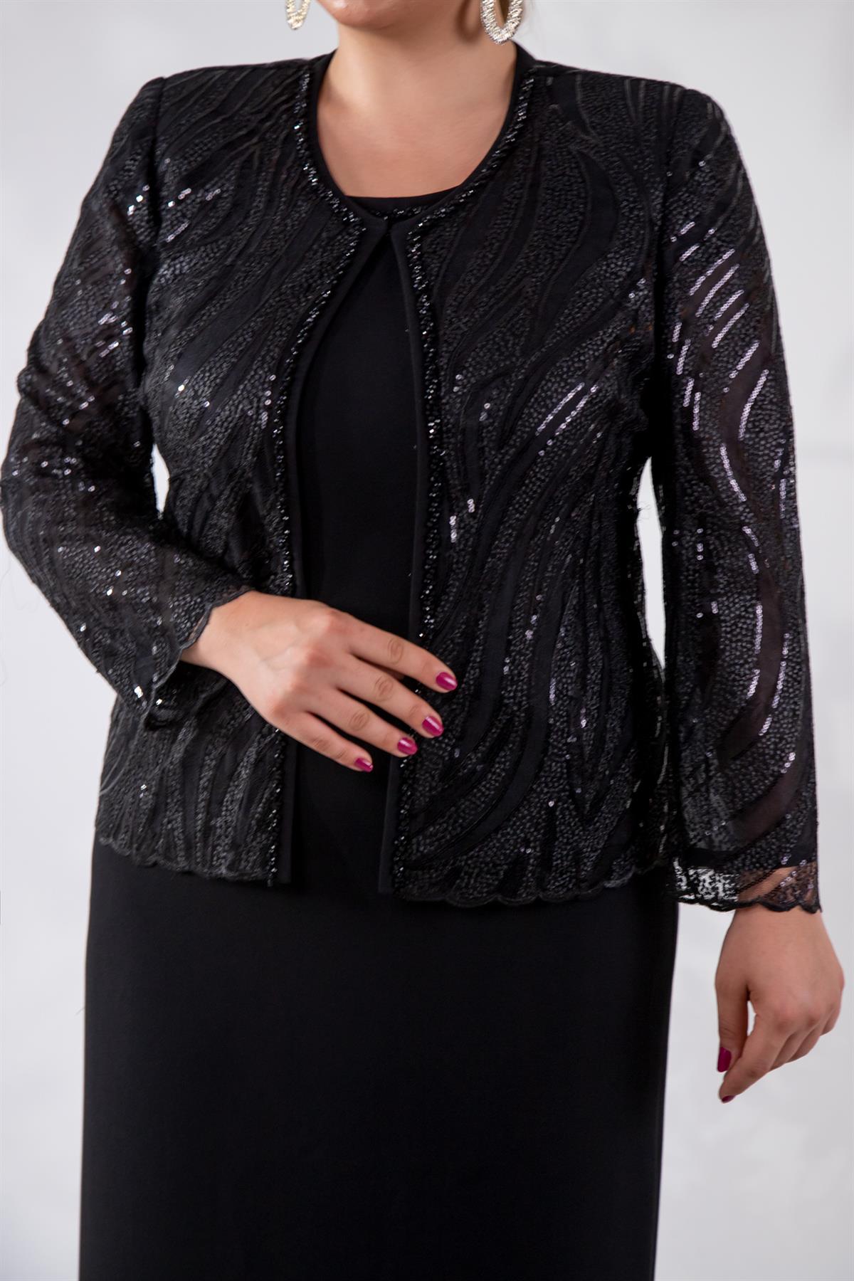 Büyük Beden 2427031 İkili Abiye Takım  Siyah