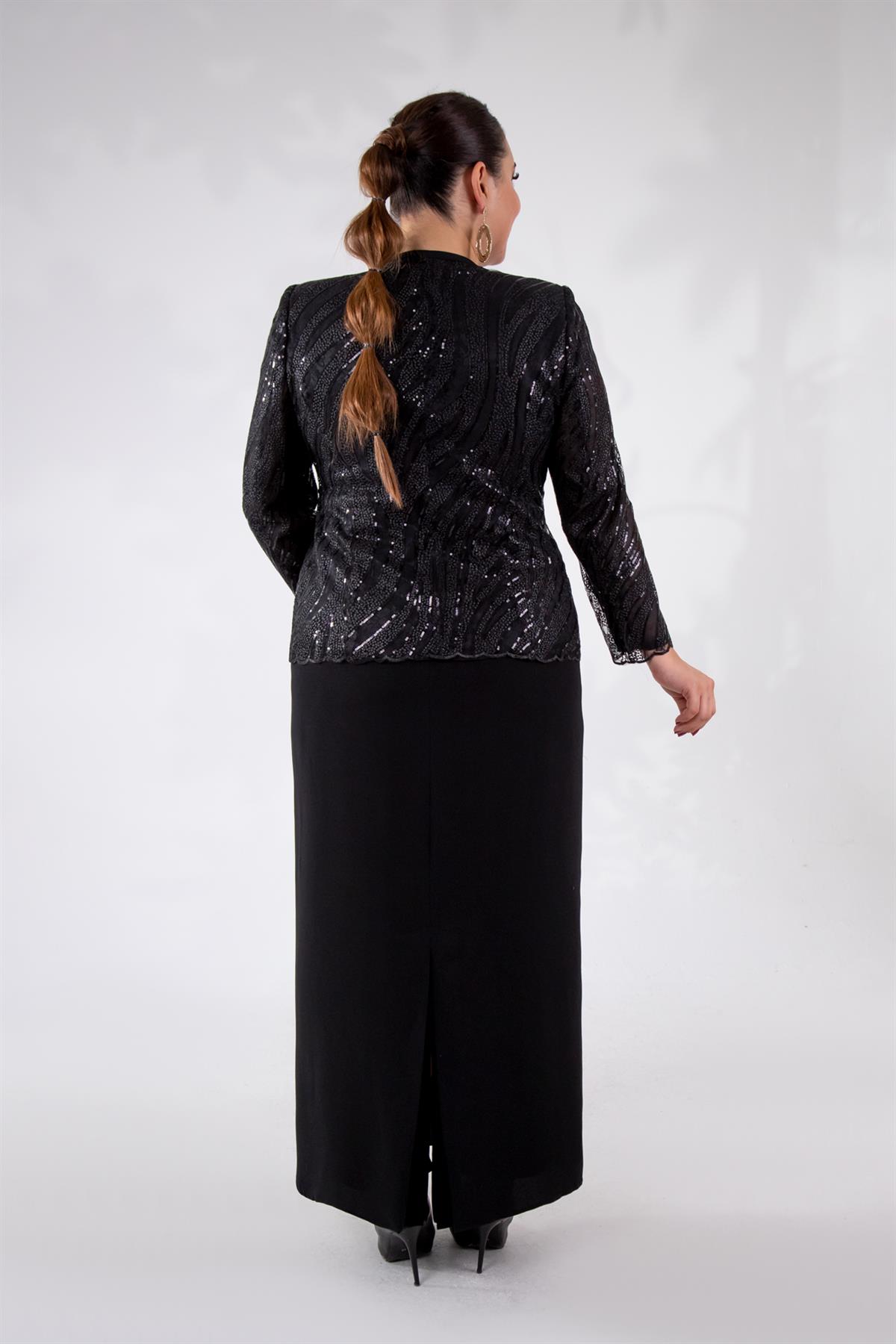 Büyük Beden 2427031 İkili Abiye Takım  Siyah