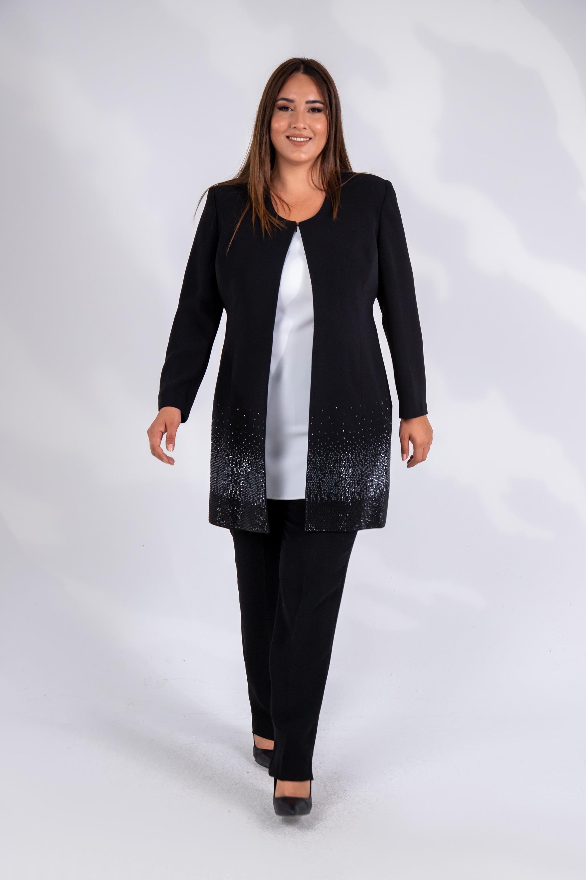 Büyük Beden 242739 Üçlü Abiye Takım  Siyah