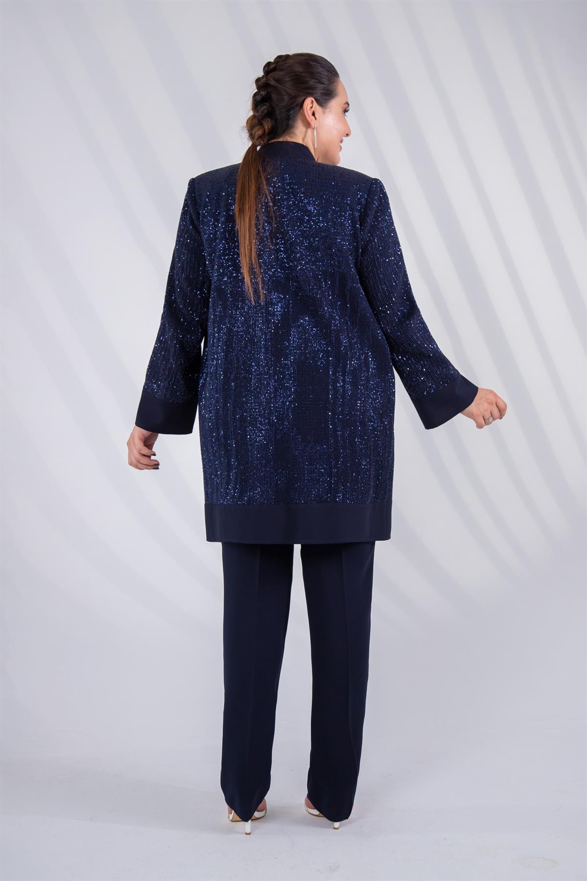 Büyük Beden 2428431 Üçlü Abiye Takımj  Lacivert