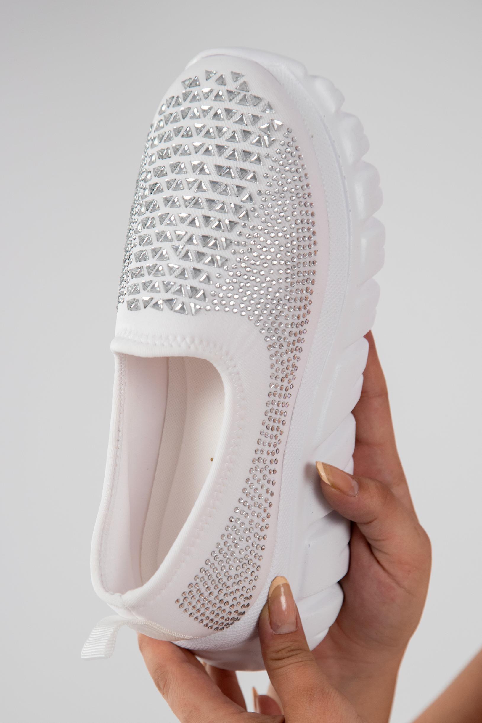 Büyük Beden 24Y-202 Taşlı Yazlık Ayakkabı  Beyaz