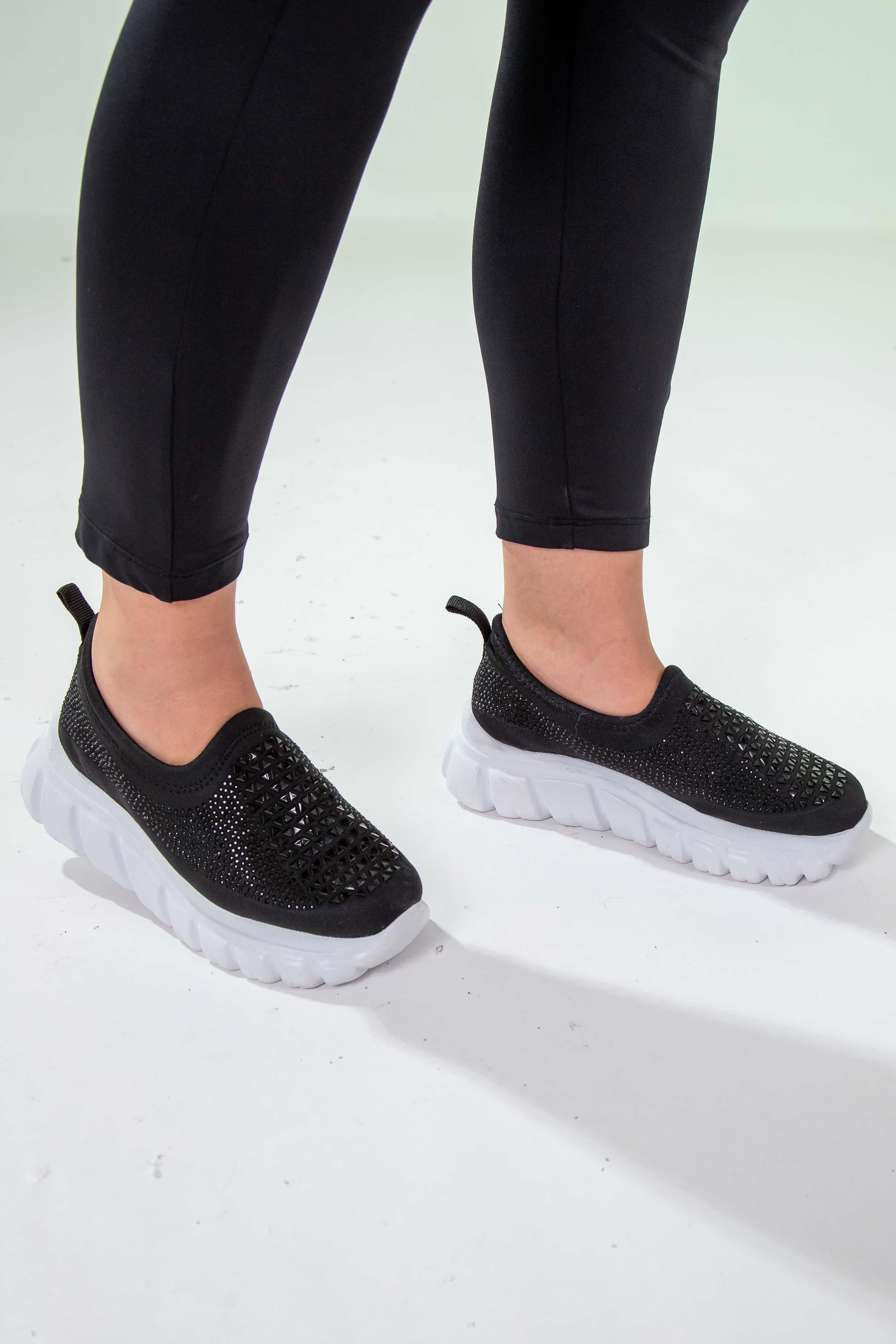 Büyük Beden 24Y-202 Taşlı Yazlık Ayakkabı  Siyah