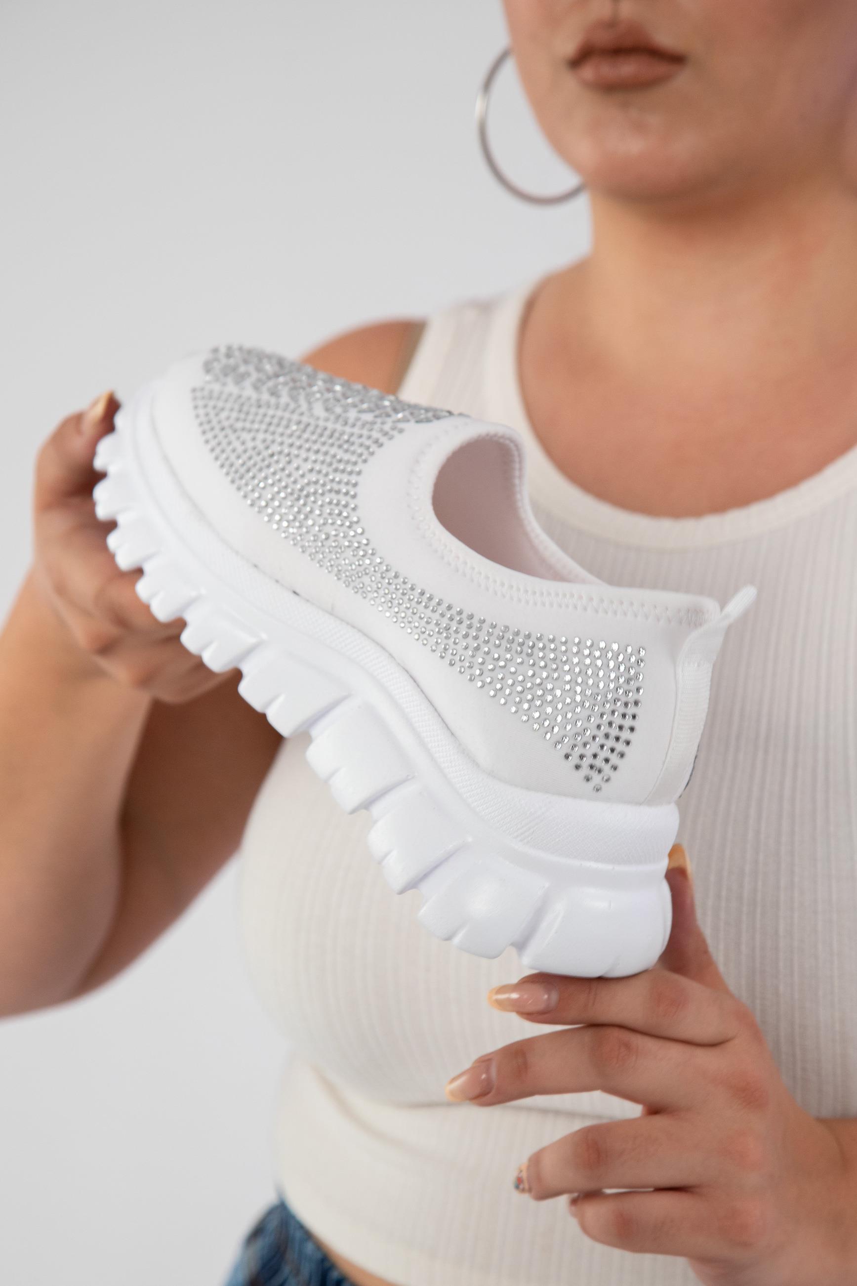 Büyük Beden 24Y-202 Taşlı Yazlık Ayakkabı  Beyaz