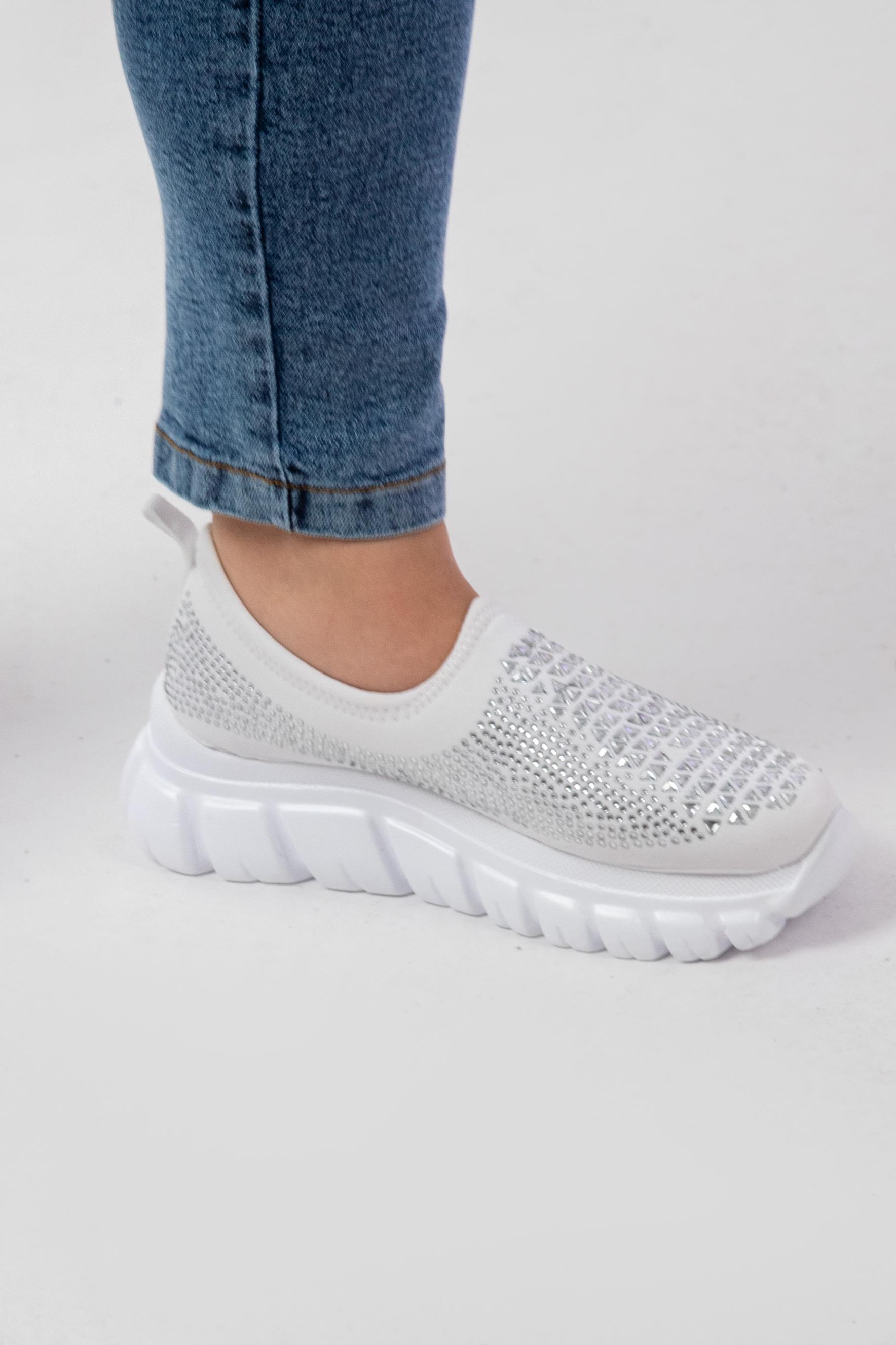 Büyük Beden 24Y-202 Taşlı Yazlık Ayakkabı  Beyaz