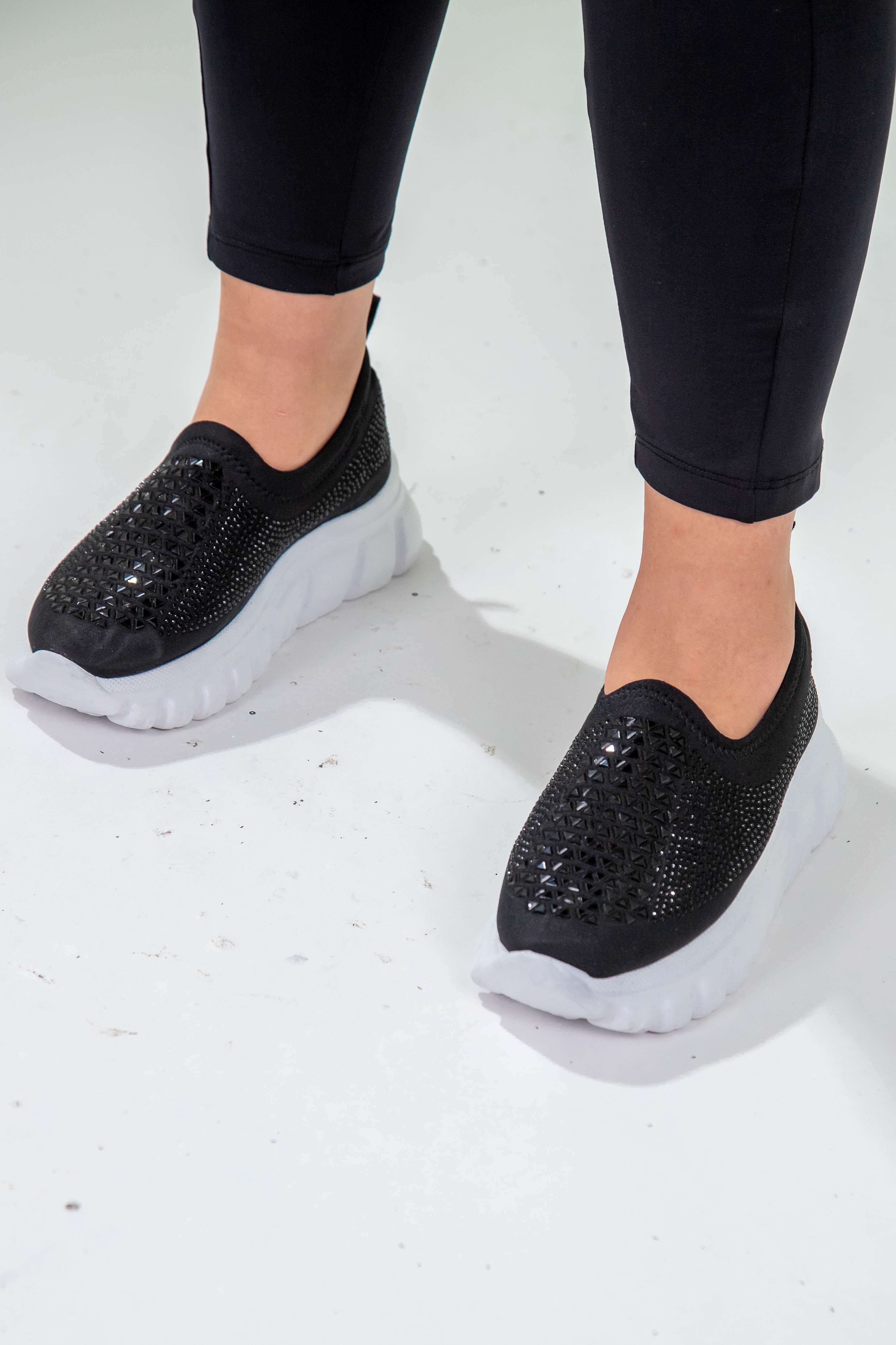 Büyük Beden 24Y-202 Taşlı Yazlık Ayakkabı  Siyah