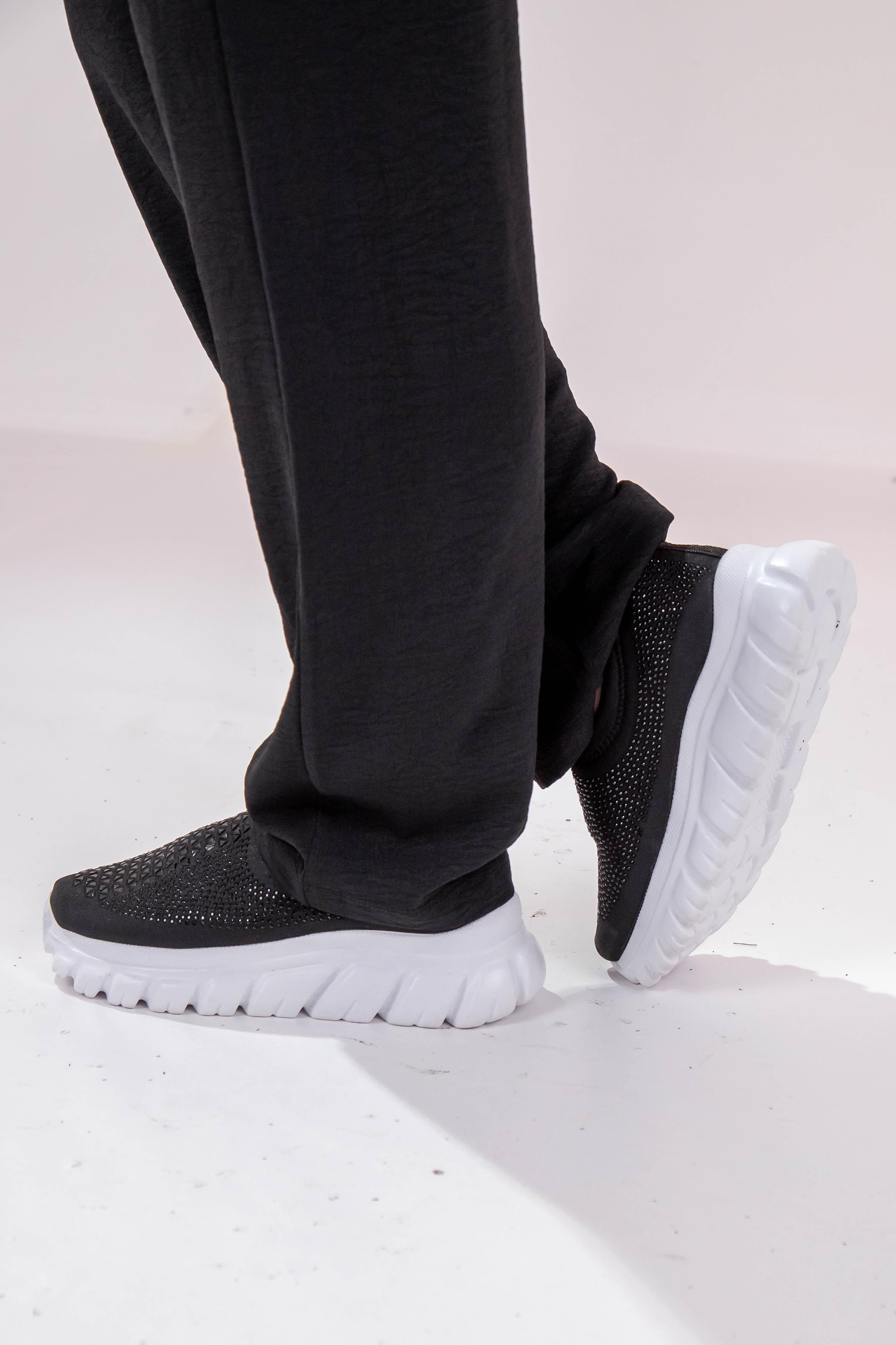 Büyük Beden 24Y-202 Taşlı Yazlık Ayakkabı  Siyah