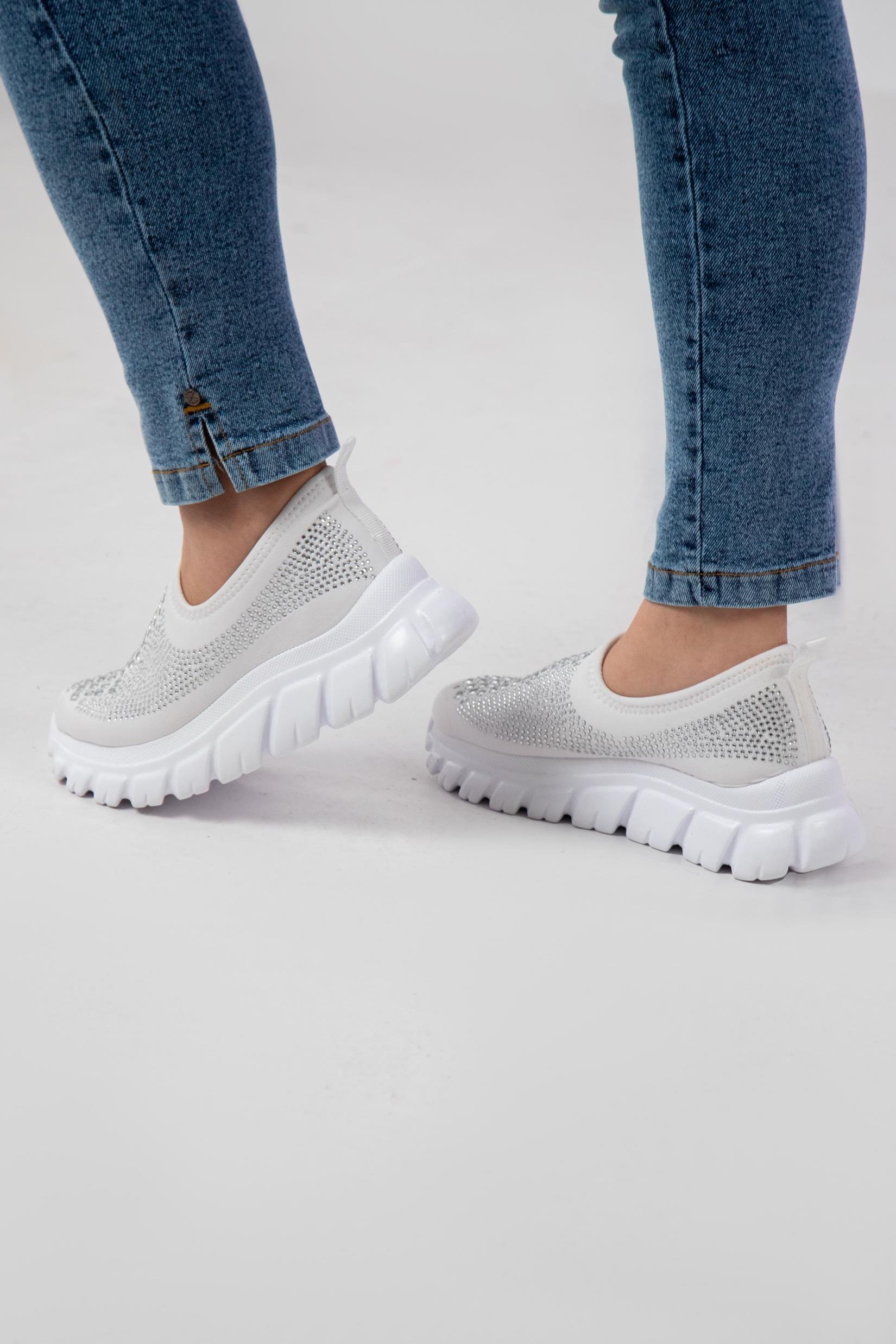 Büyük Beden 24Y-202 Taşlı Yazlık Ayakkabı  Beyaz