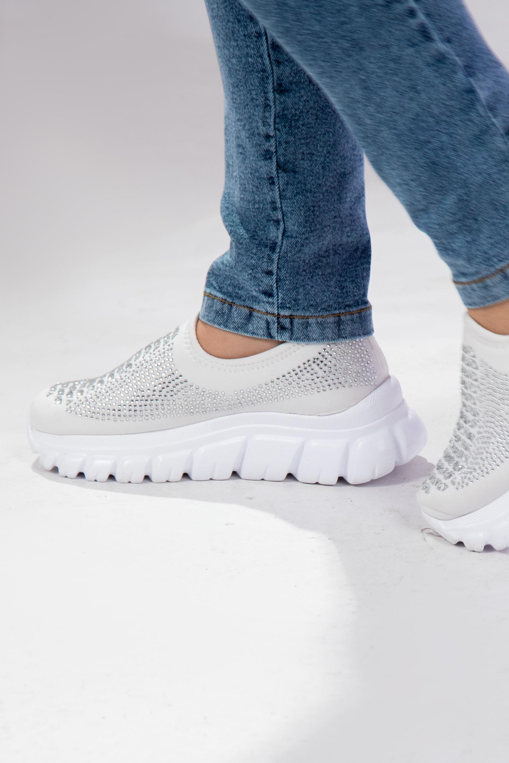 Büyük Beden 24Y-202 Taşlı Yazlık Ayakkabı  Beyaz