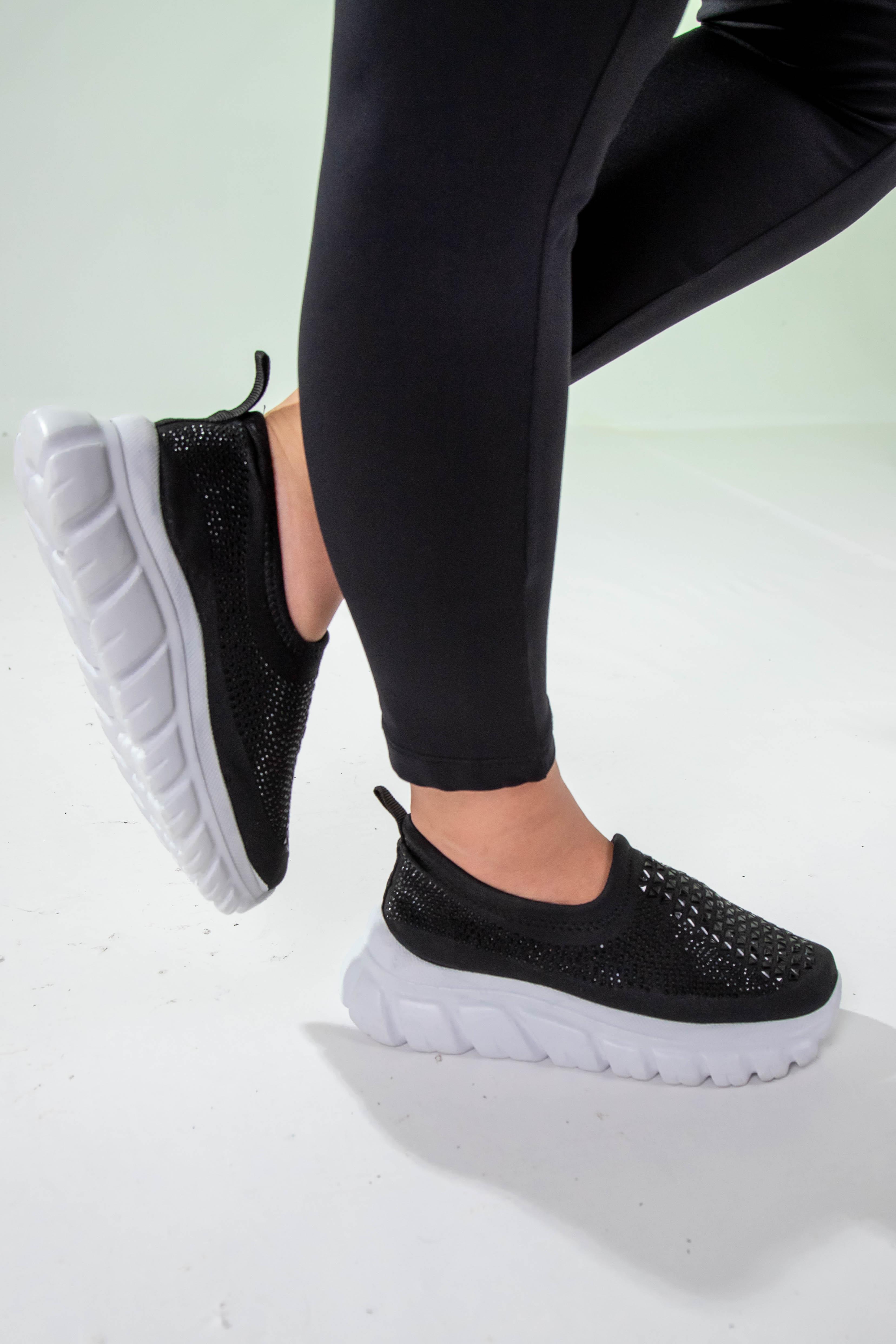 Büyük Beden 24Y-202 Taşlı Yazlık Ayakkabı  Siyah