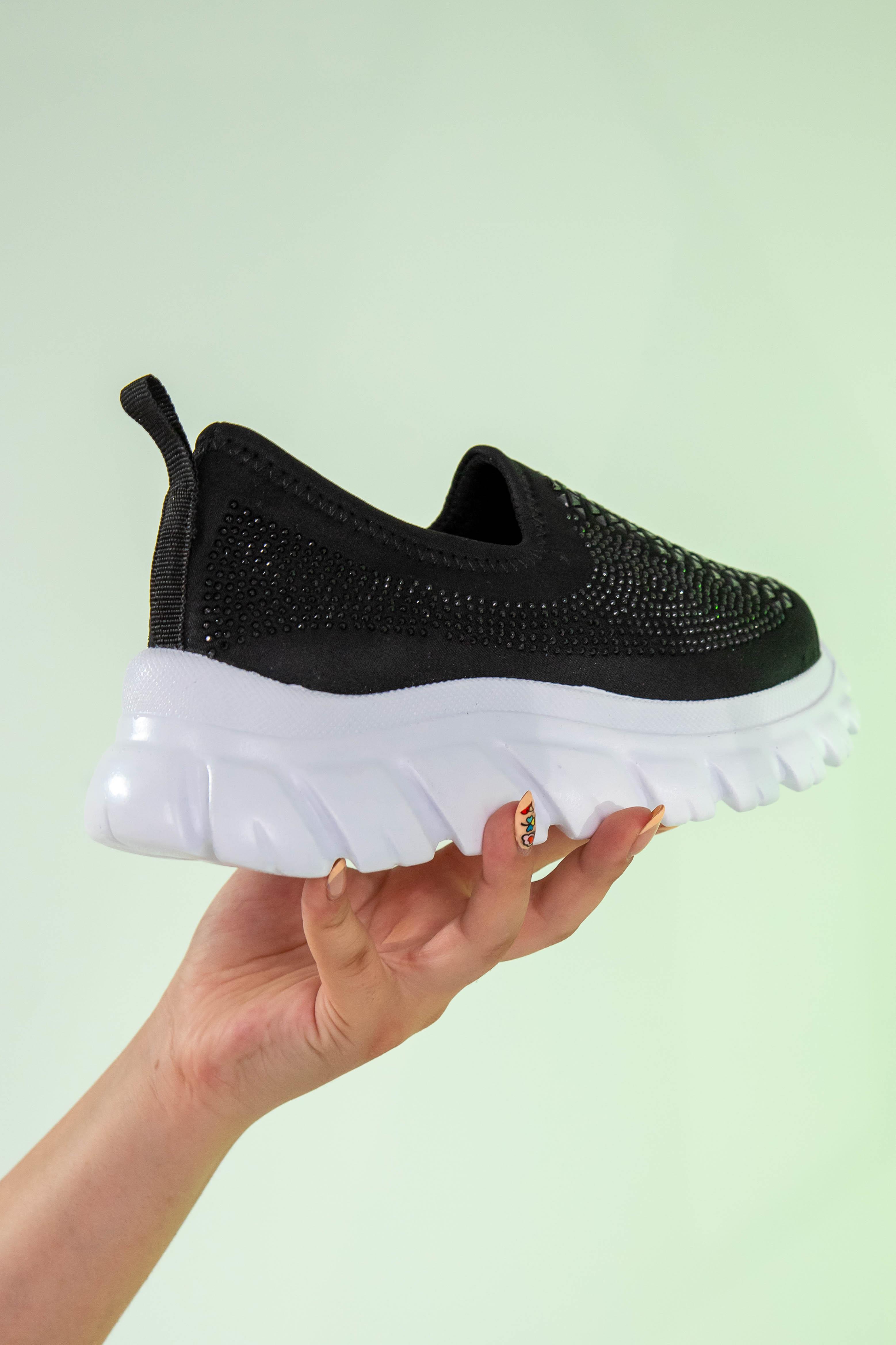 Büyük Beden 24Y-202 Taşlı Yazlık Ayakkabı  Siyah