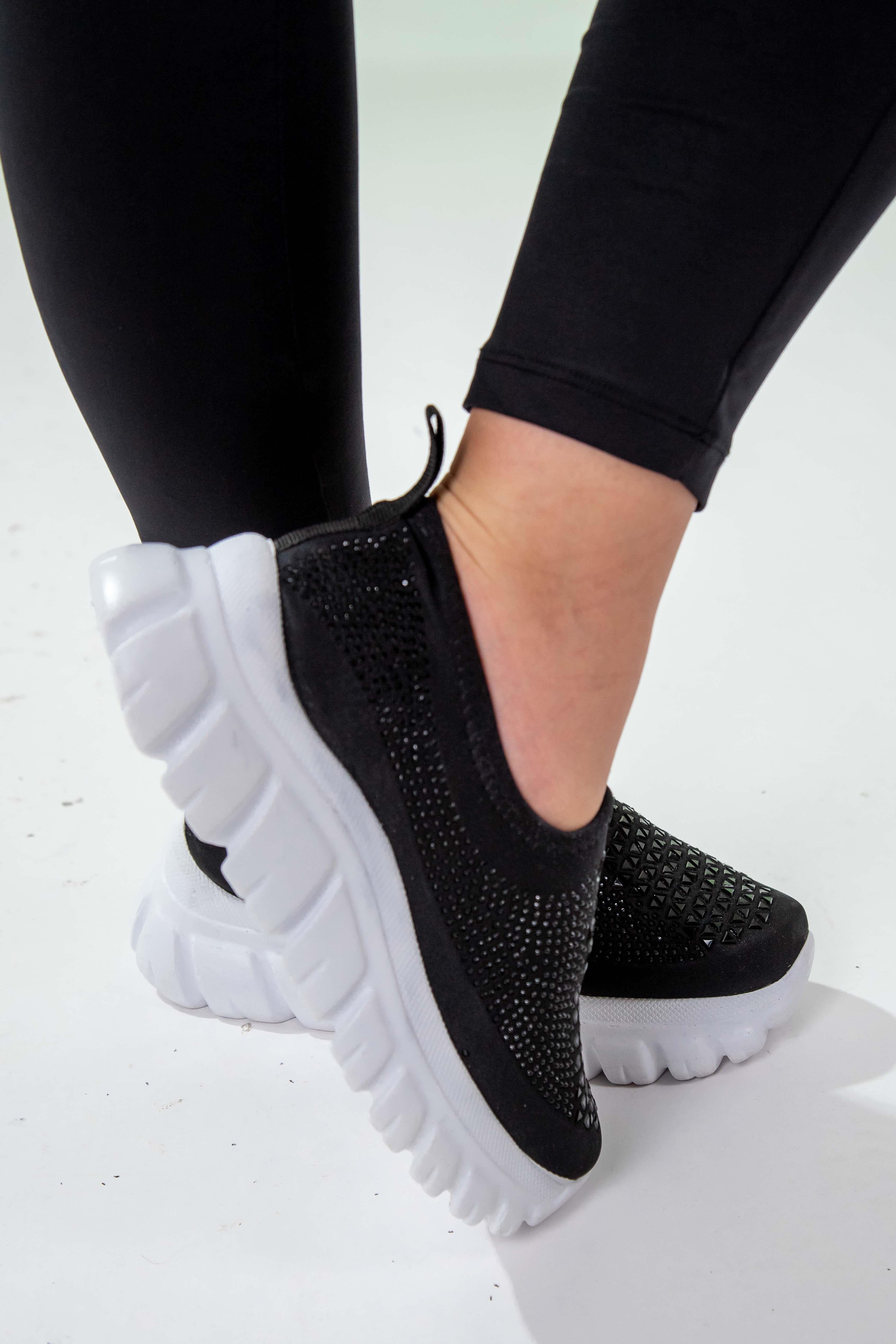 Büyük Beden 24Y-202 Taşlı Yazlık Ayakkabı  Siyah