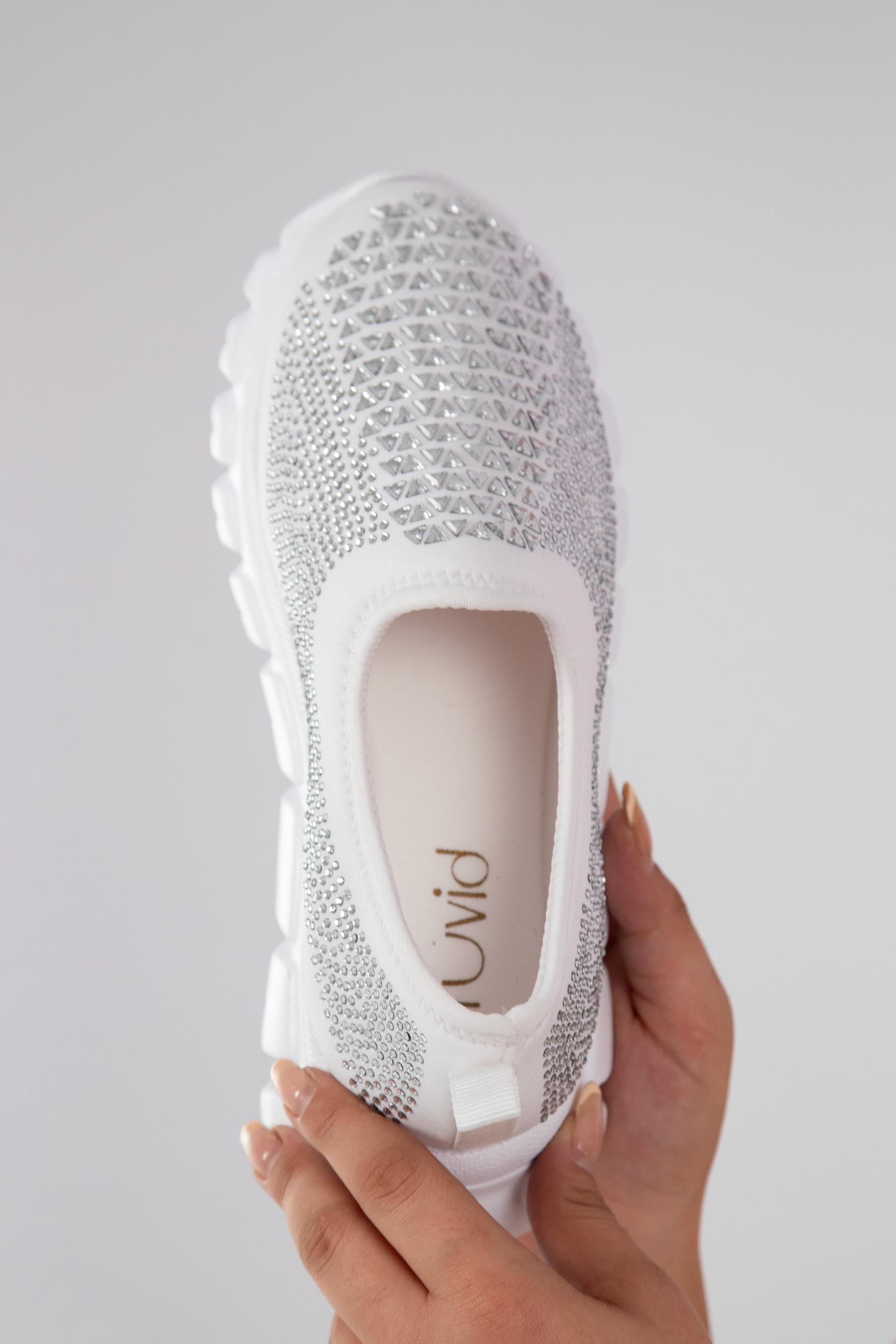 Büyük Beden 24Y-202 Taşlı Yazlık Ayakkabı  Beyaz