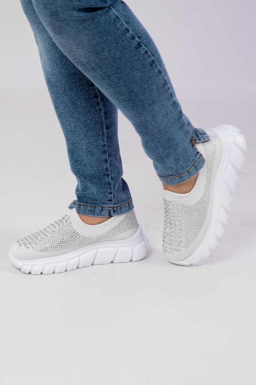 Büyük Beden 24Y-202 Taşlı Yazlık Ayakkabı  Beyaz