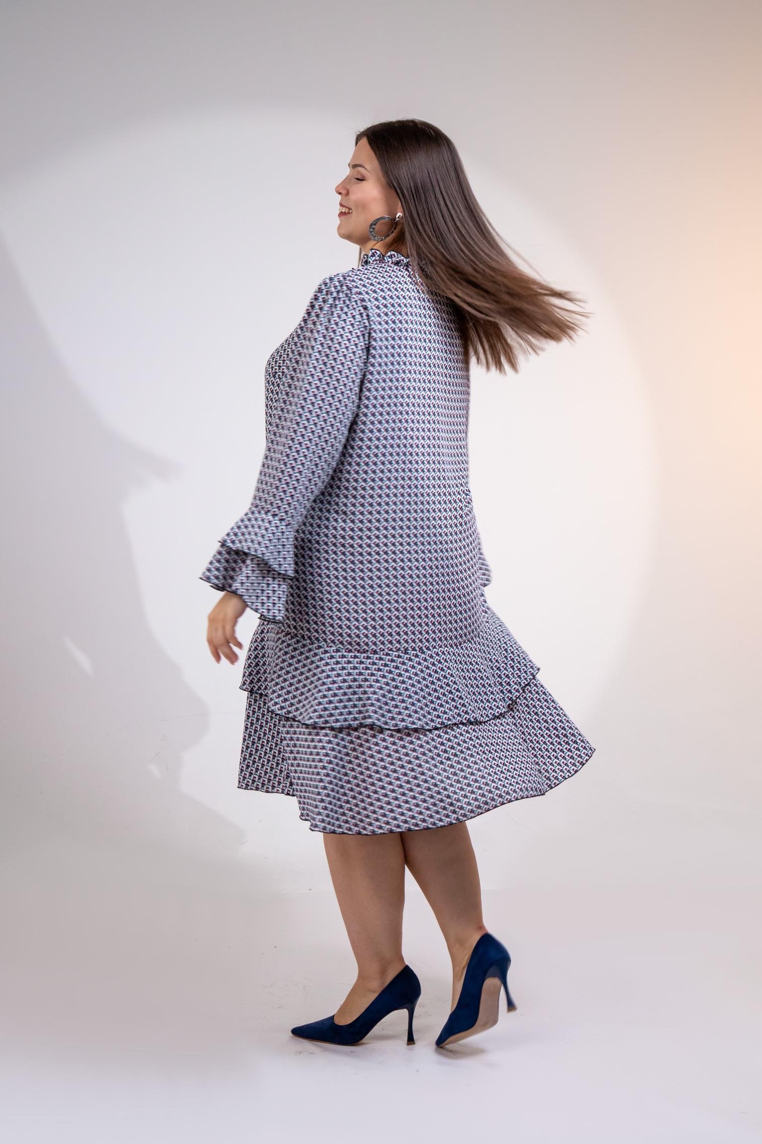 Büyük Beden 3330103 Volanlı Elbise  Bordo