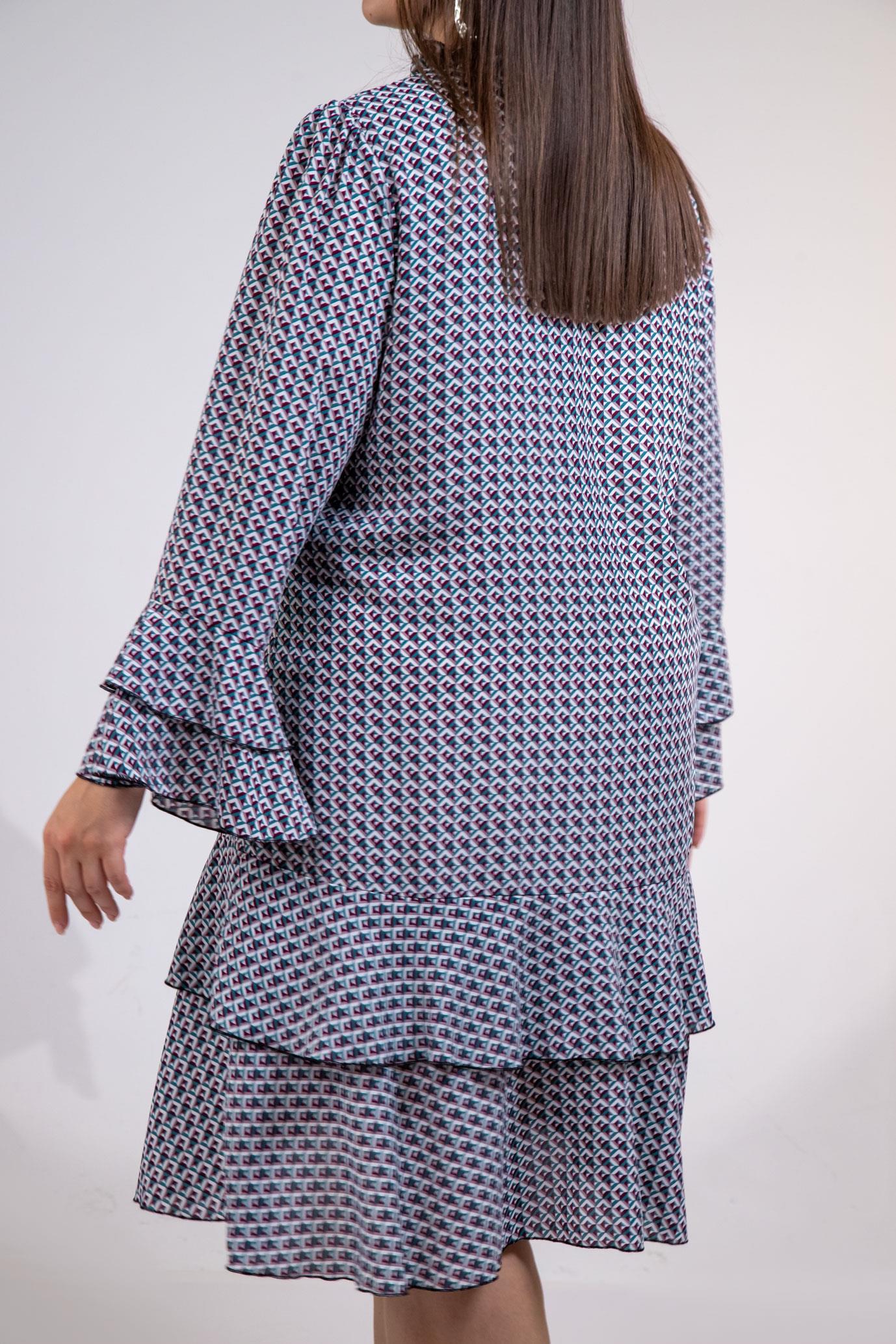 Büyük Beden 3330103 Volanlı Elbise  Bordo