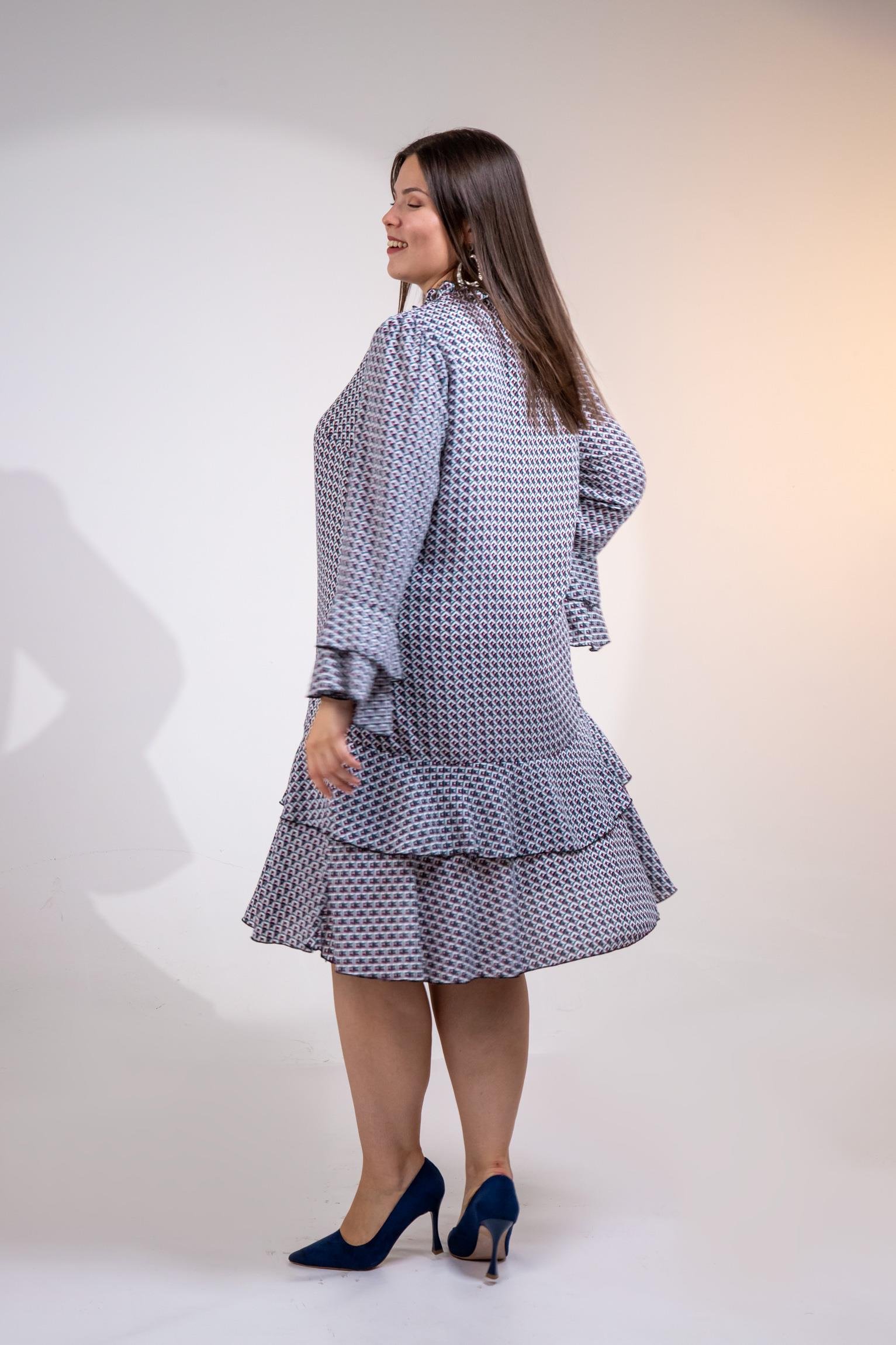 Büyük Beden 3330103 Volanlı Elbise  Bordo