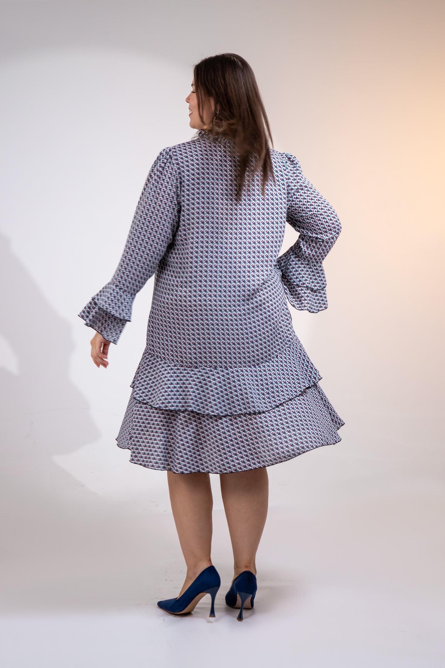 Büyük Beden 3330103 Volanlı Elbise  Bordo