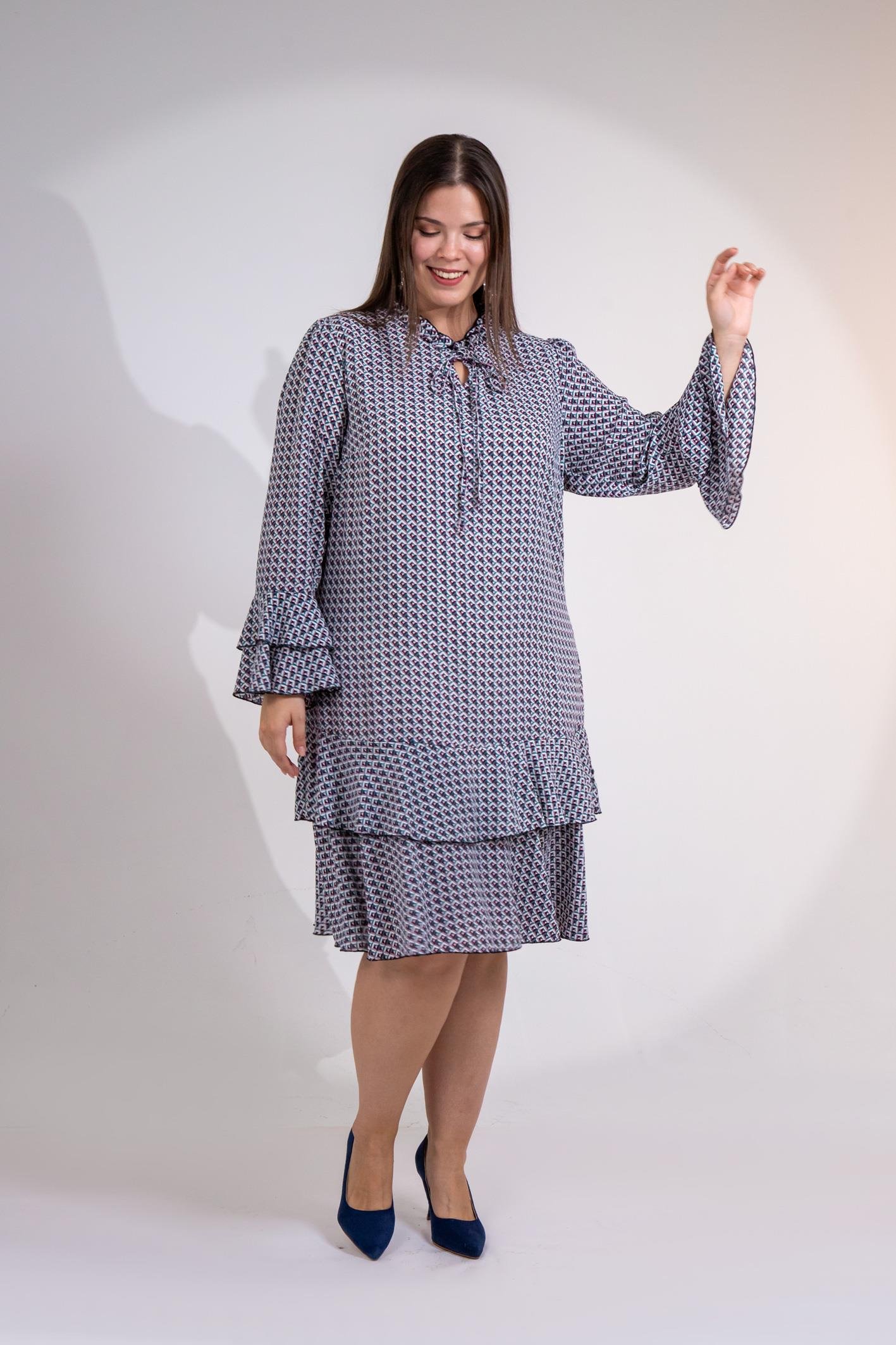 Büyük Beden 3330103 Volanlı Elbise  Bordo