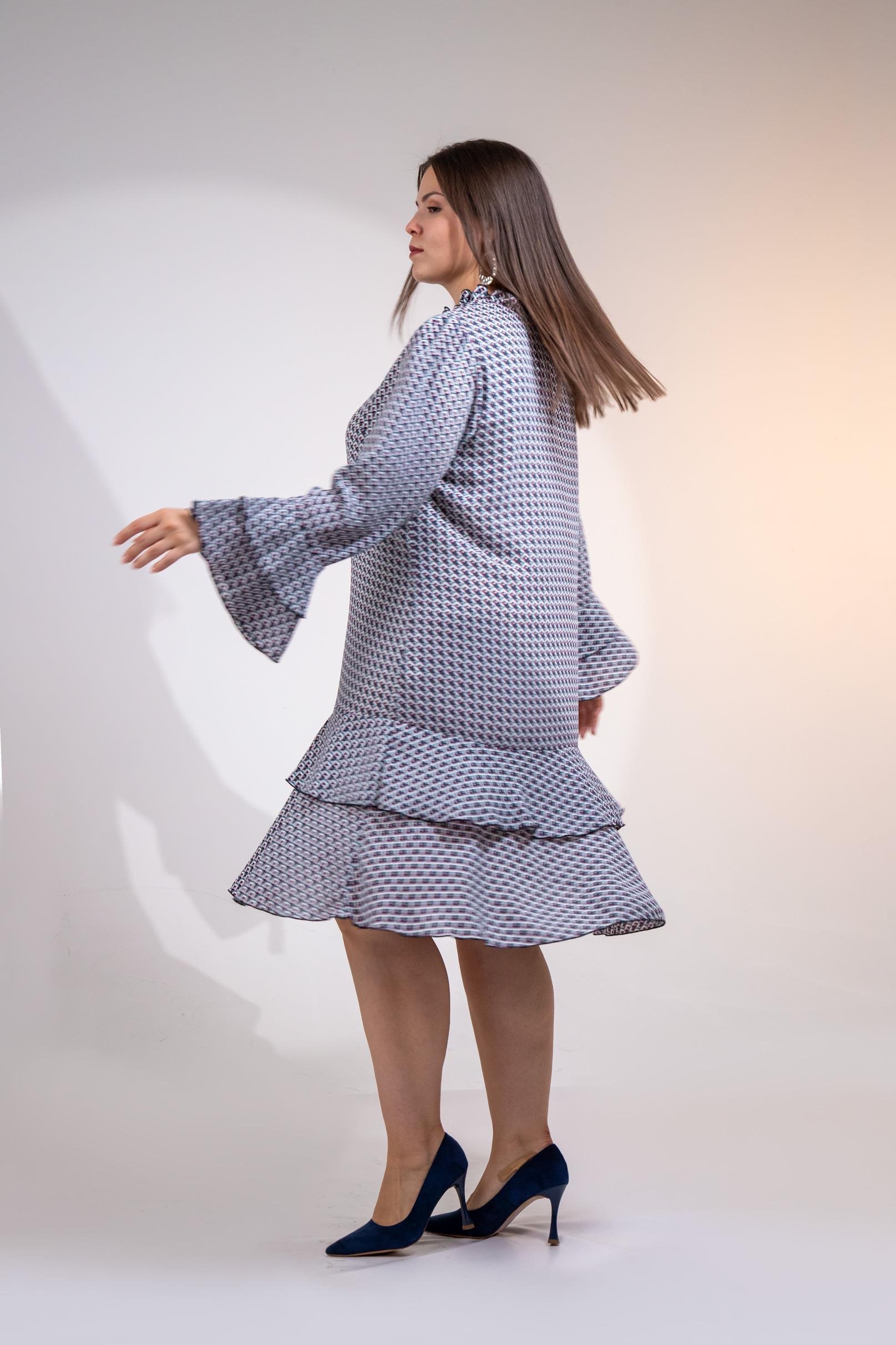 Büyük Beden 3330103 Volanlı Elbise  Bordo