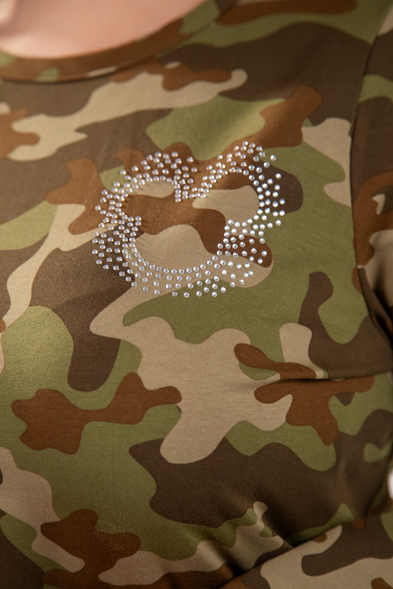 Büyük Beden 3330164 Taşlı Kamuflaj Bluz Haki