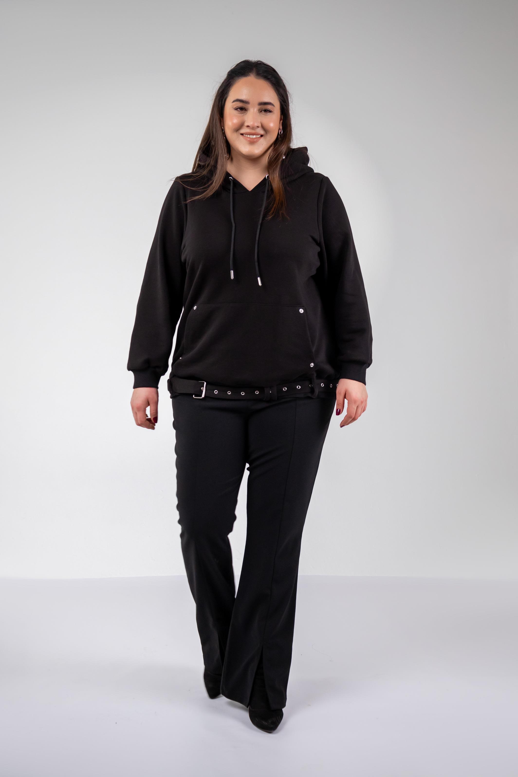 Büyük Beden 3330176 Cep Detaylı Sweat Siyah