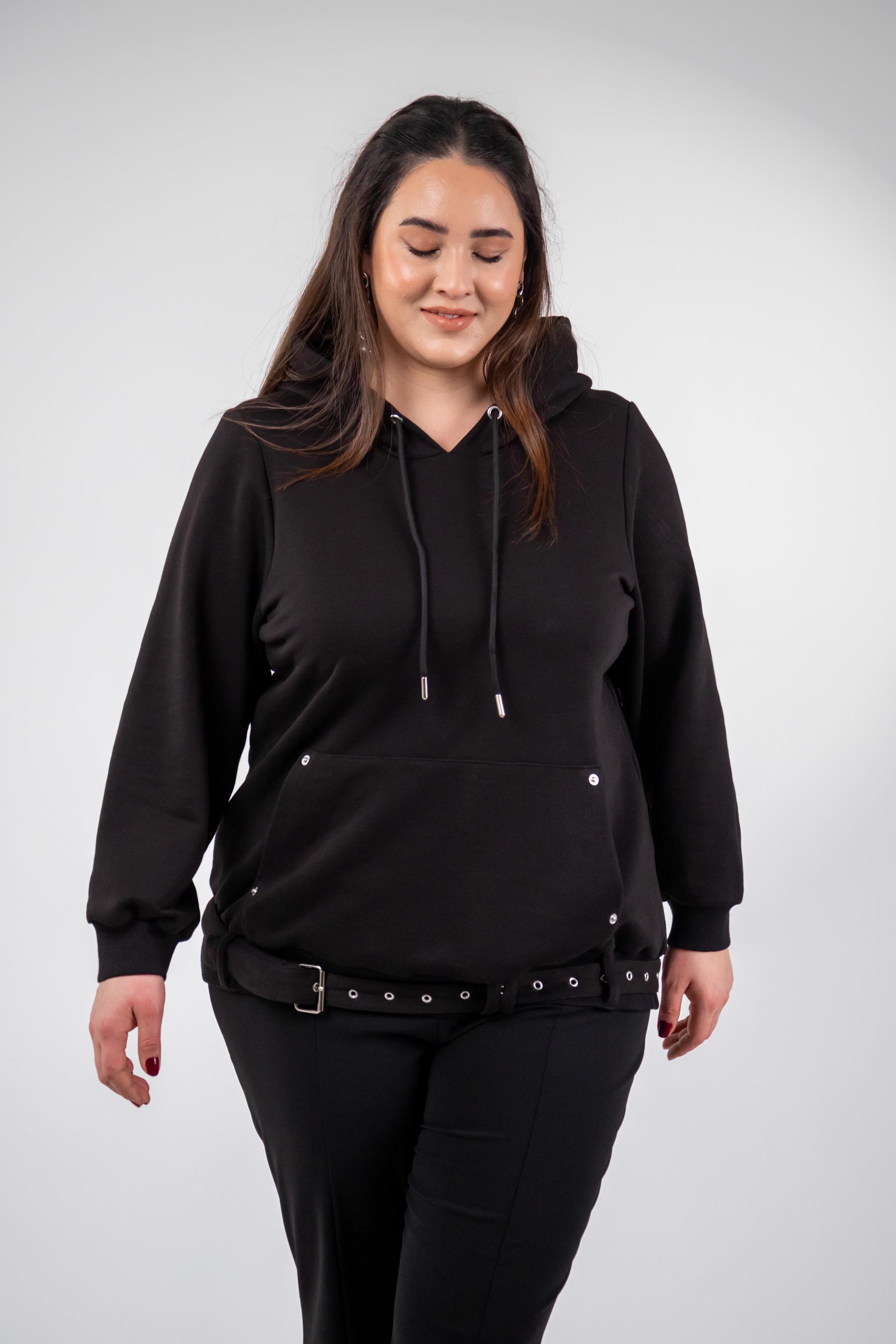 Büyük Beden 3330176 Cep Detaylı Sweat Siyah