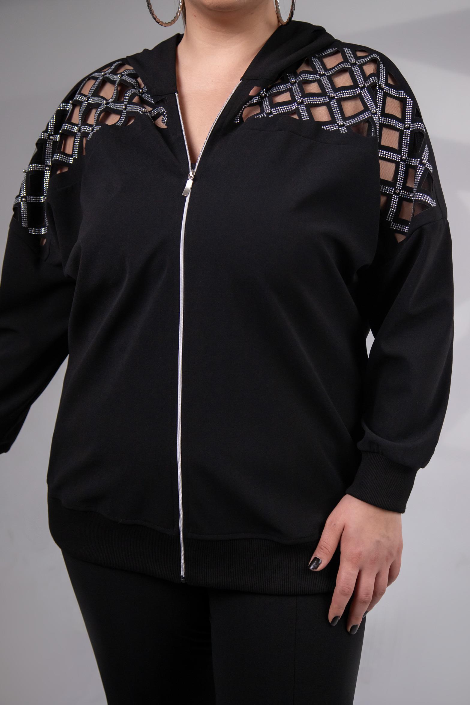 Büyük Beden 3330182 Taş Detaylı Sweat Siyah