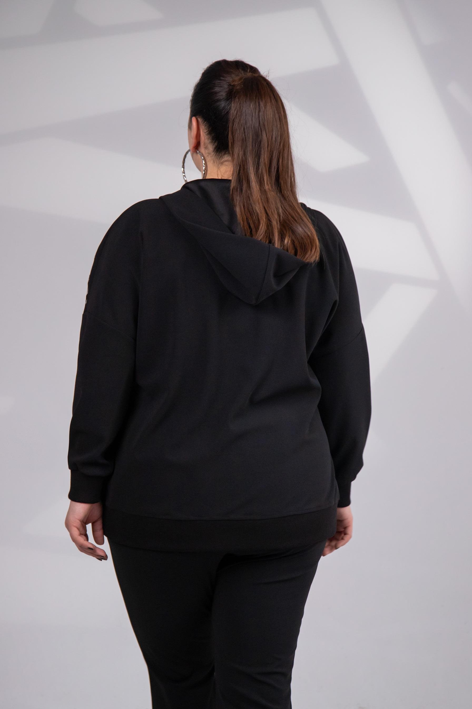 Büyük Beden 3330182 Taş Detaylı Sweat Siyah