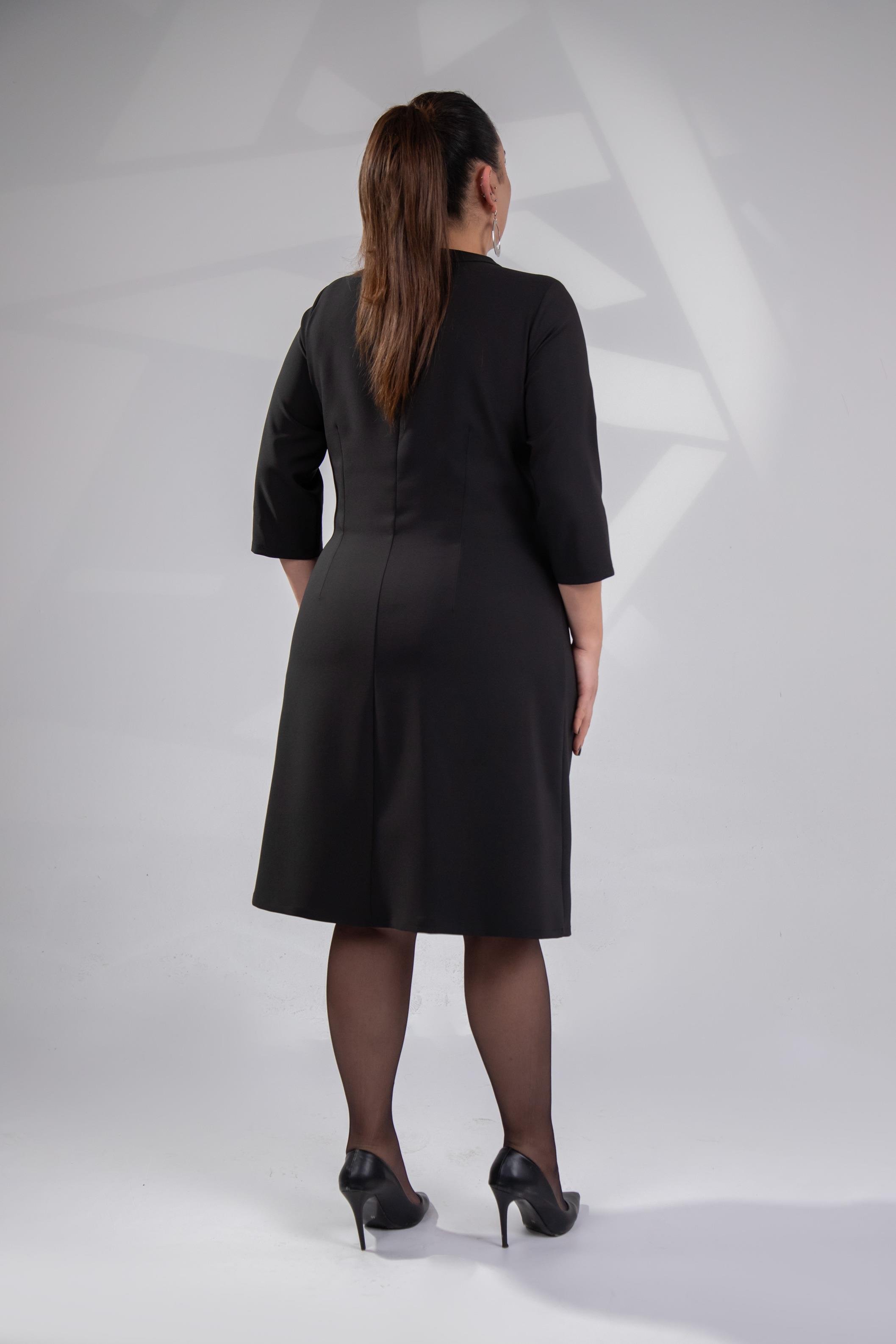 Büyük Beden 3330193 Düğme Detaylı Elbise Siyah