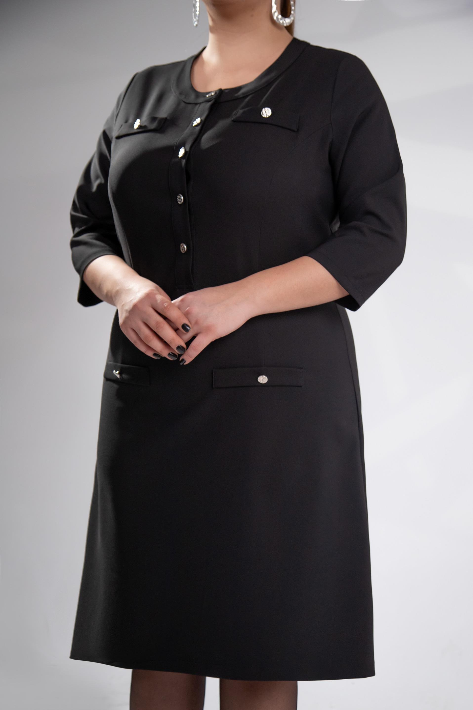 Büyük Beden 3330193 Düğme Detaylı Elbise Siyah