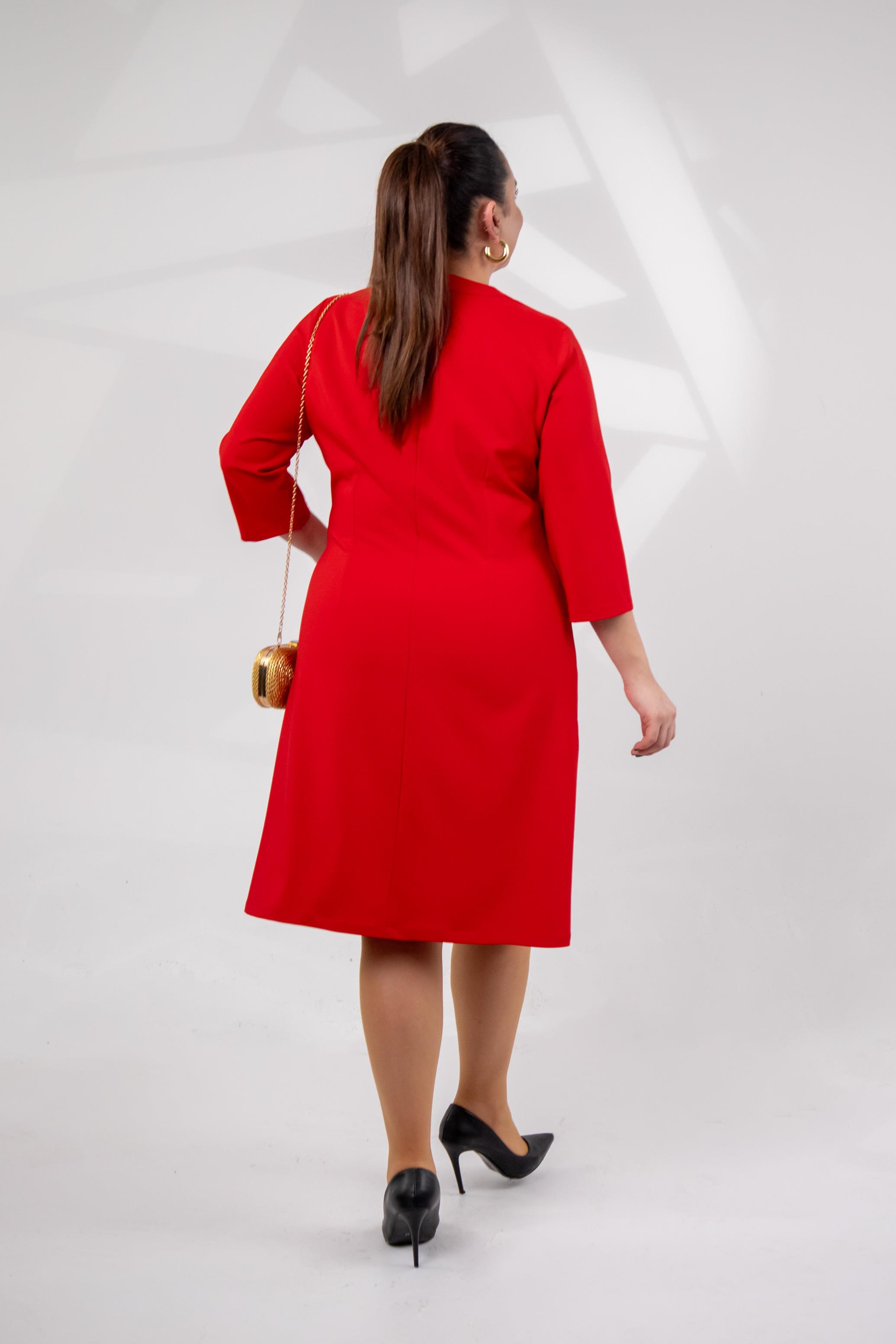 Büyük Beden 3330193 Düğme Detaylı Elbise Kırmızı