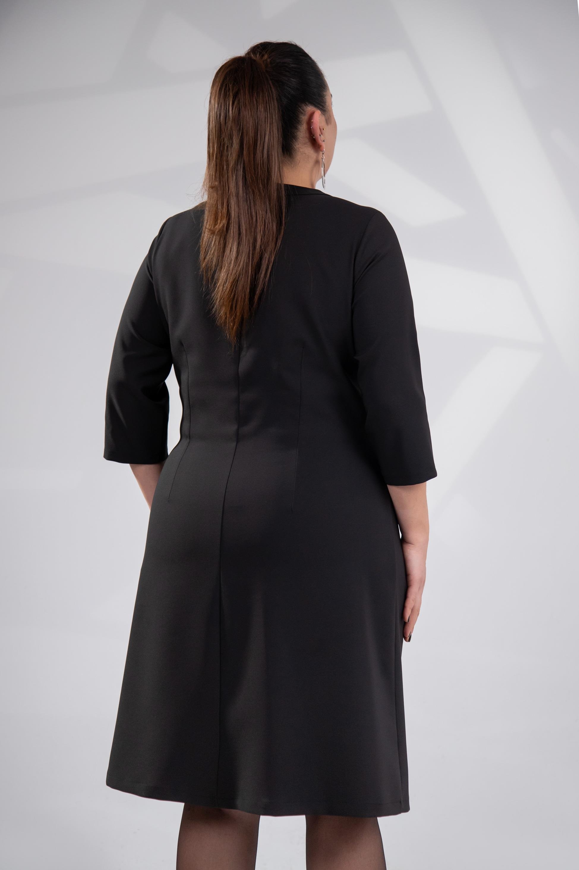 Büyük Beden 3330193 Düğme Detaylı Elbise Siyah