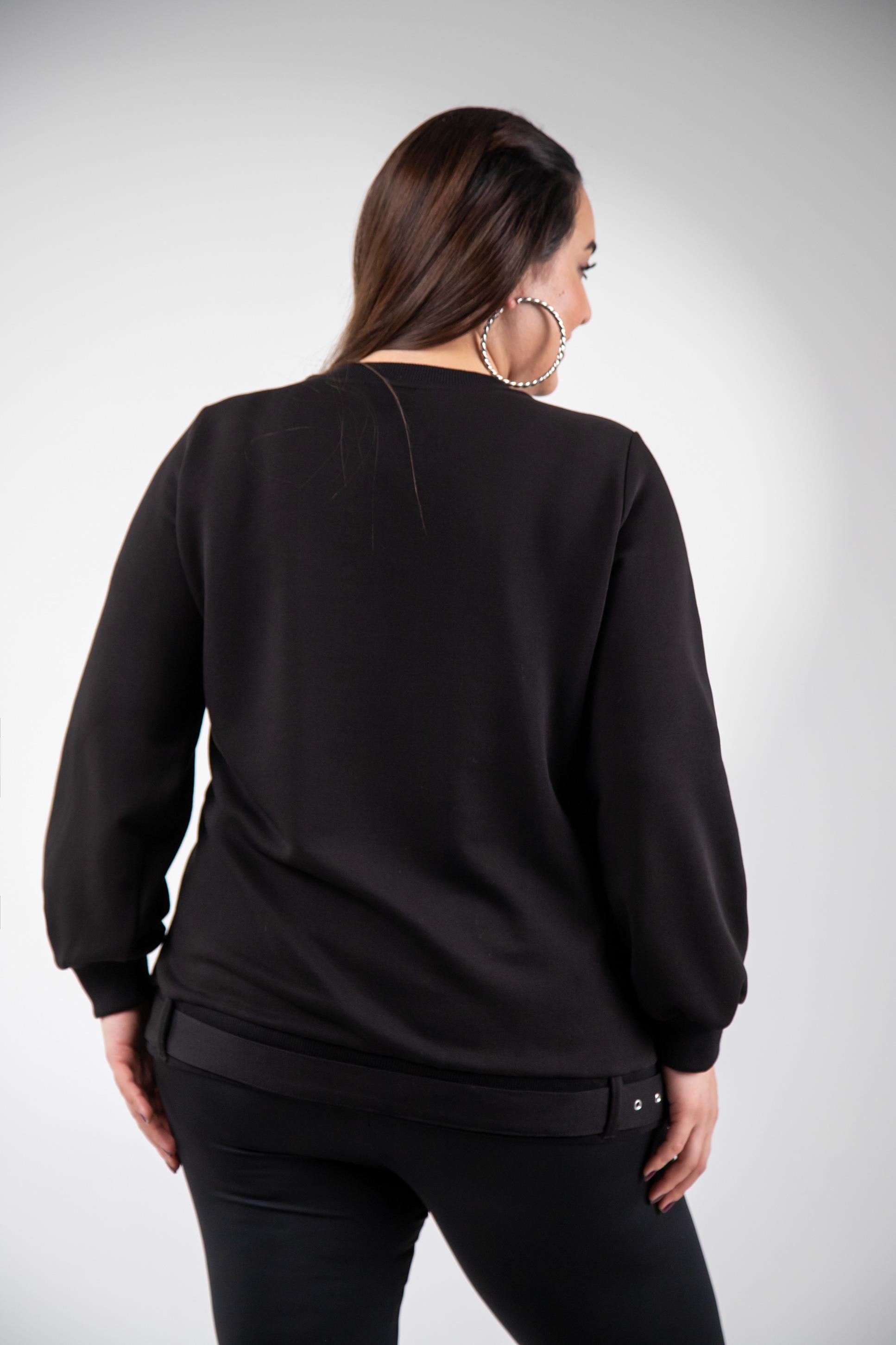 Büyük Beden 3330216 Kemer Detaylı Sweat Siyah