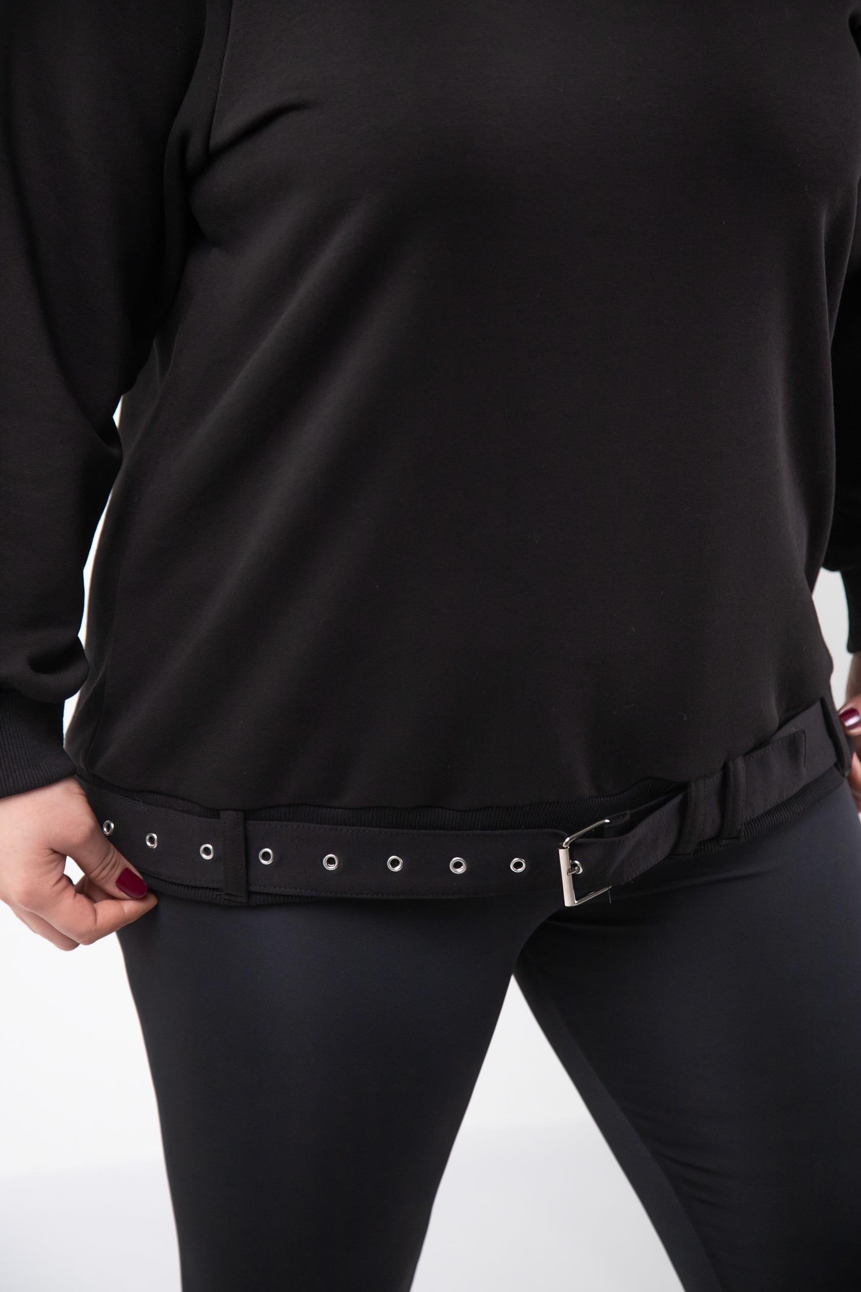 Büyük Beden 3330216 Kemer Detaylı Sweat Siyah