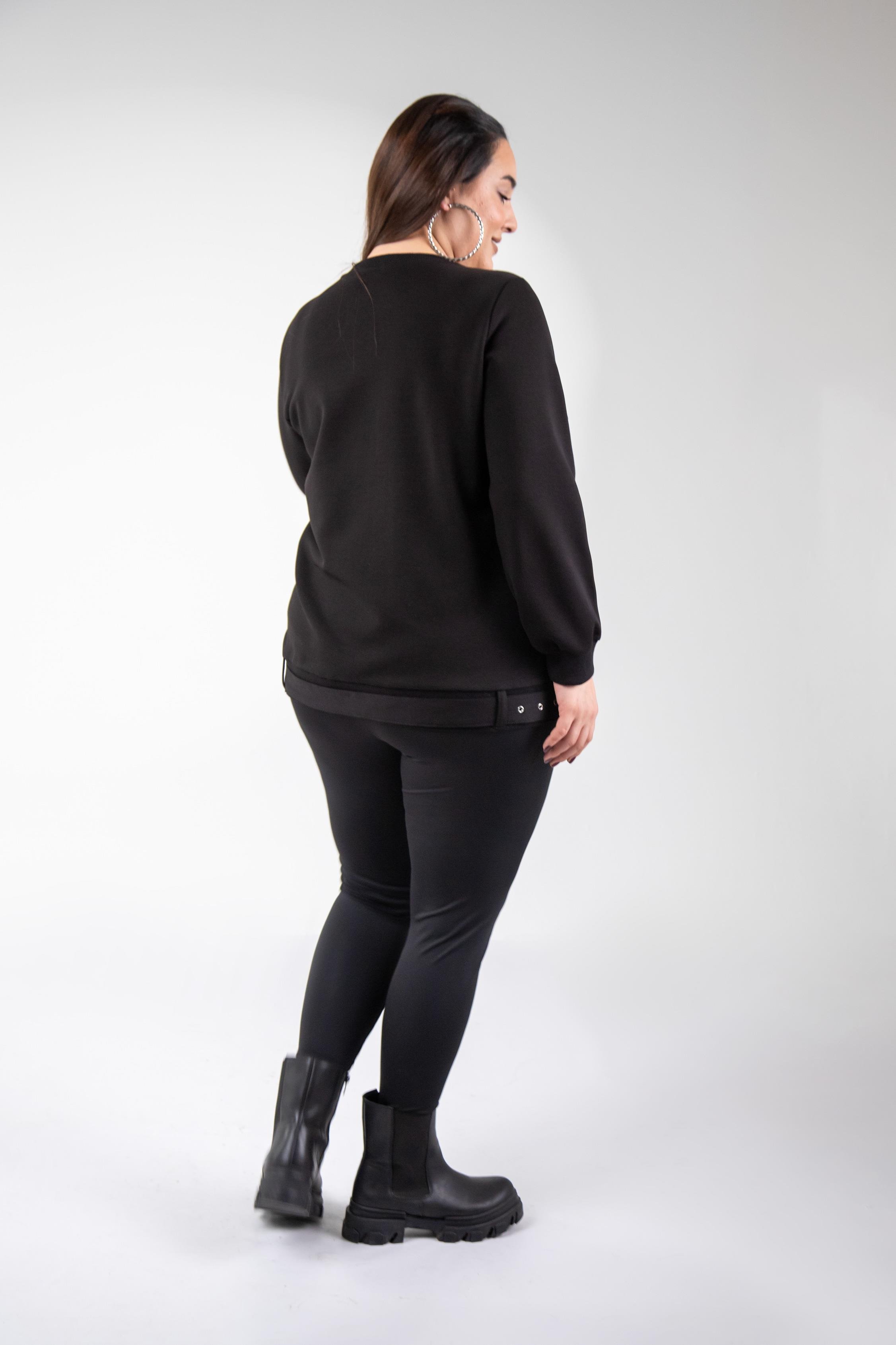 Büyük Beden 3330216 Kemer Detaylı Sweat Siyah