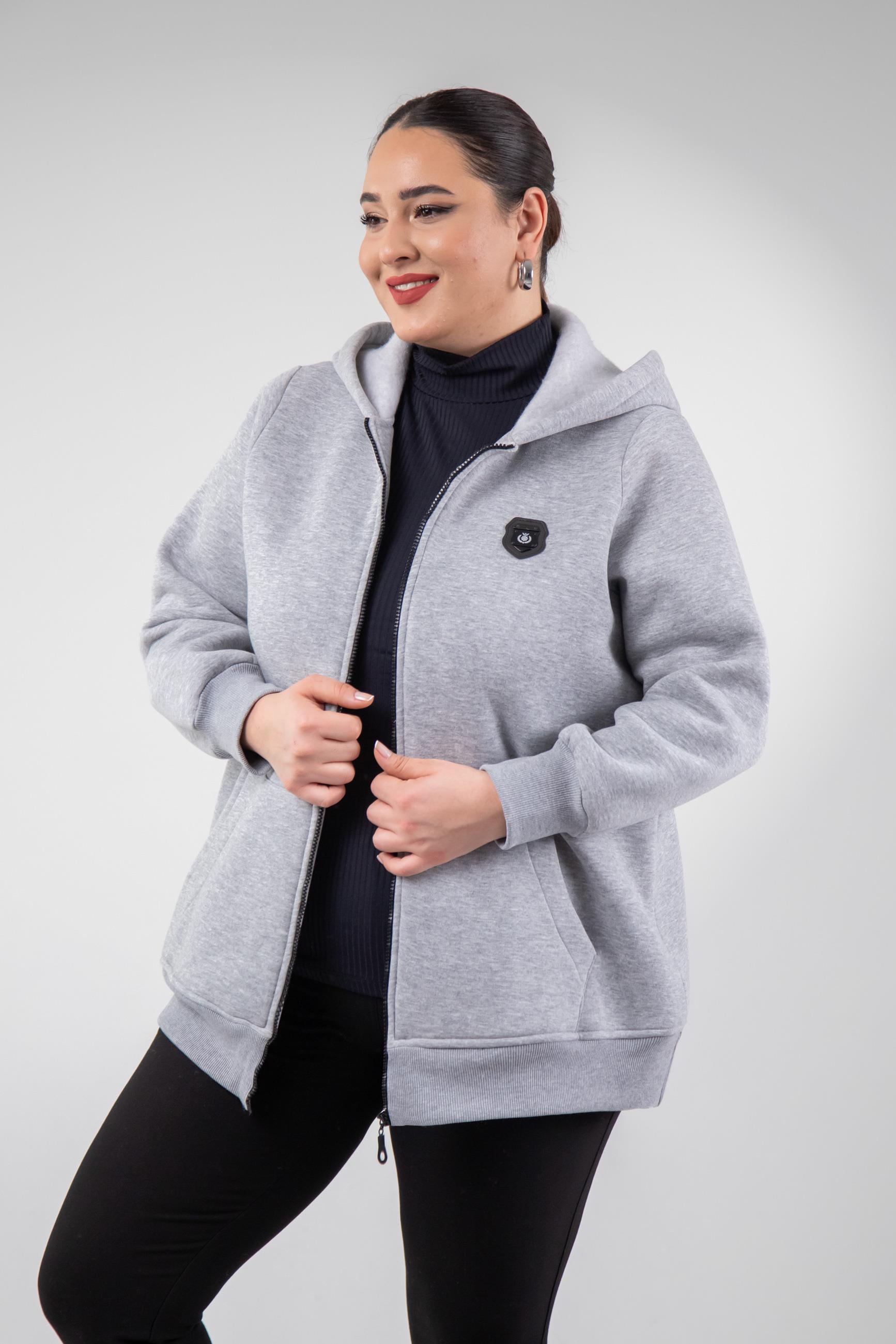 Büyük Beden 3330220 Arma Detaylı Sweat  Gri