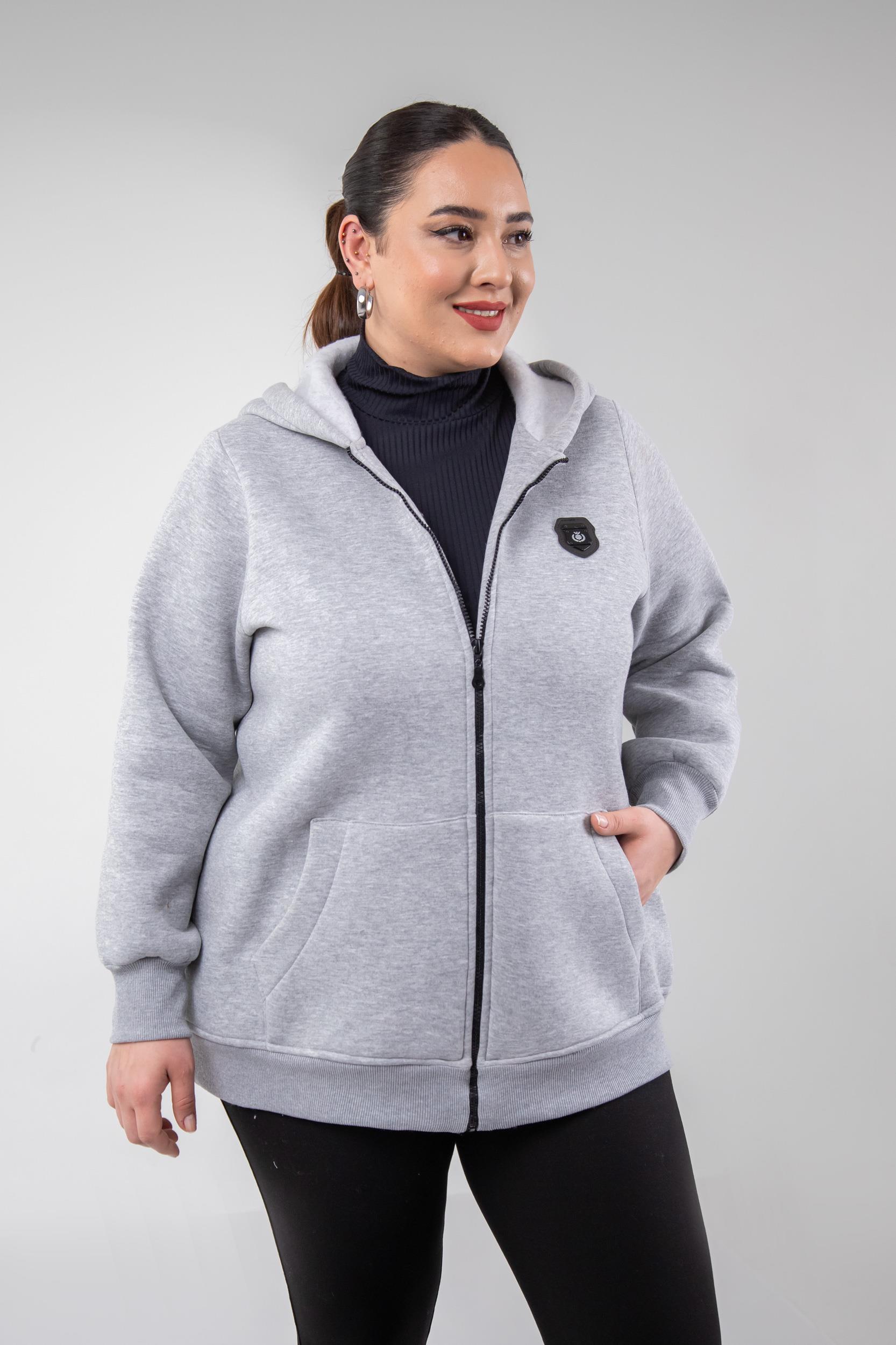 Büyük Beden 3330220 Arma Detaylı Sweat  Gri