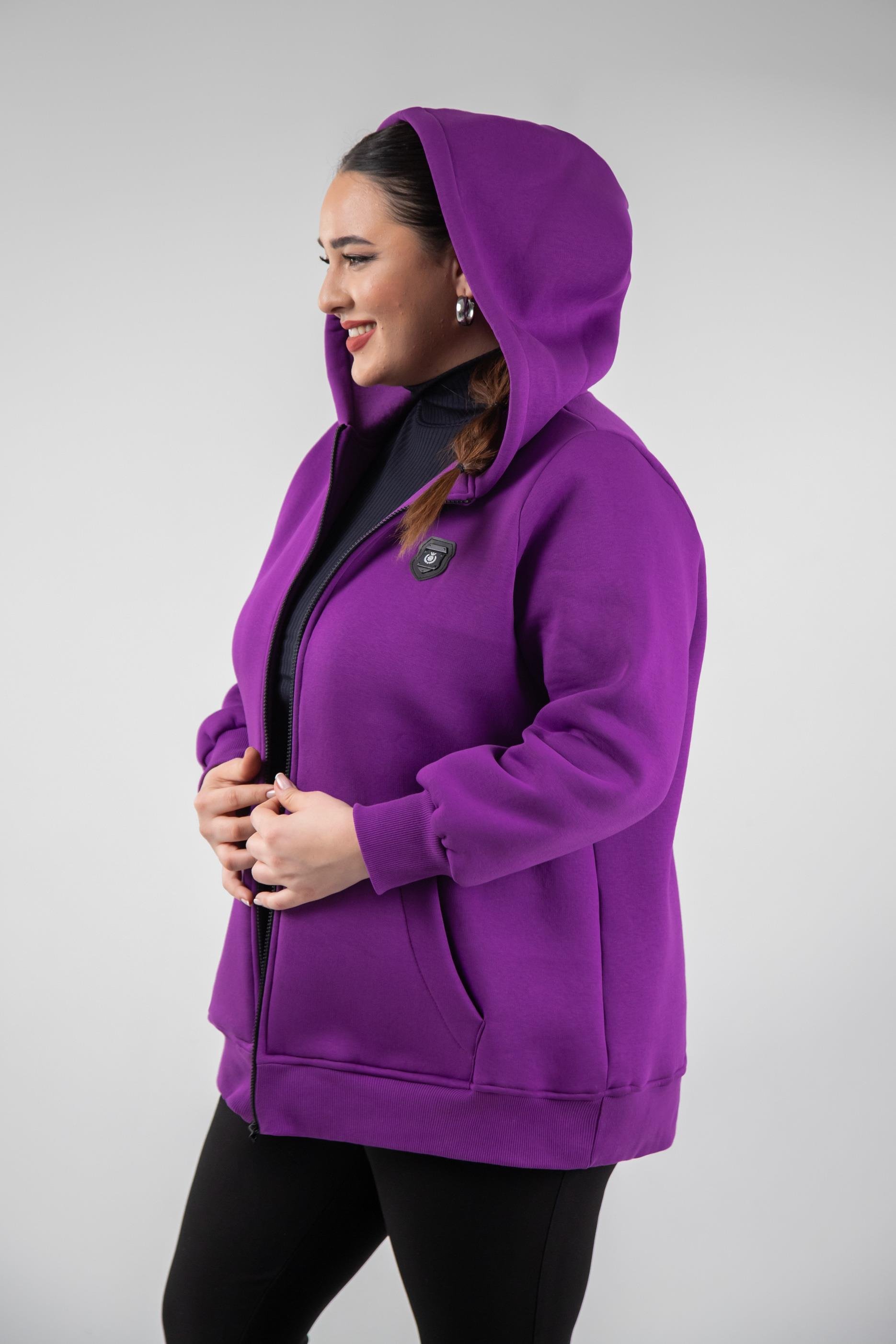 Büyük Beden 3330220 Arma Detaylı Sweat  Lila