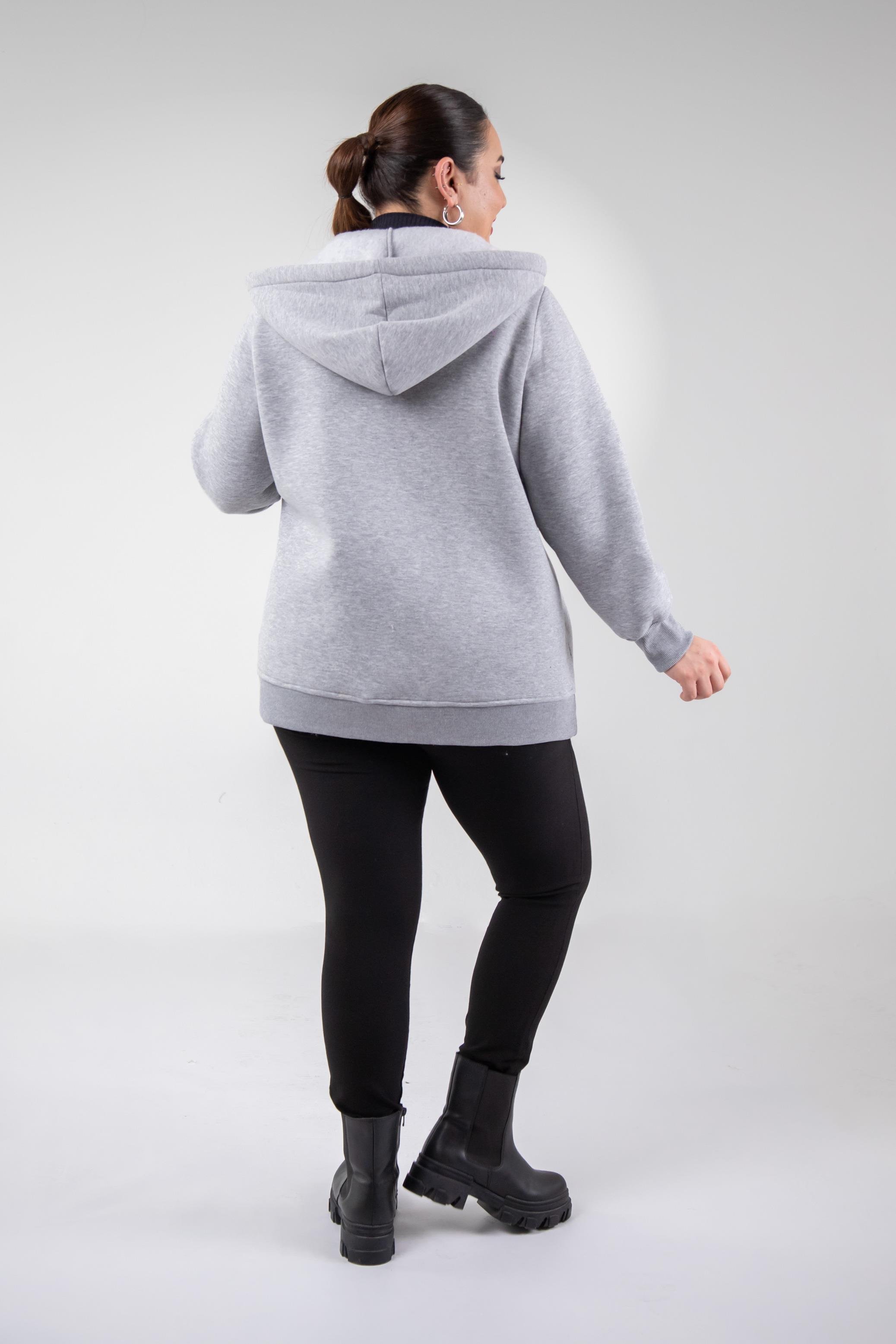 Büyük Beden 3330220 Arma Detaylı Sweat  Gri