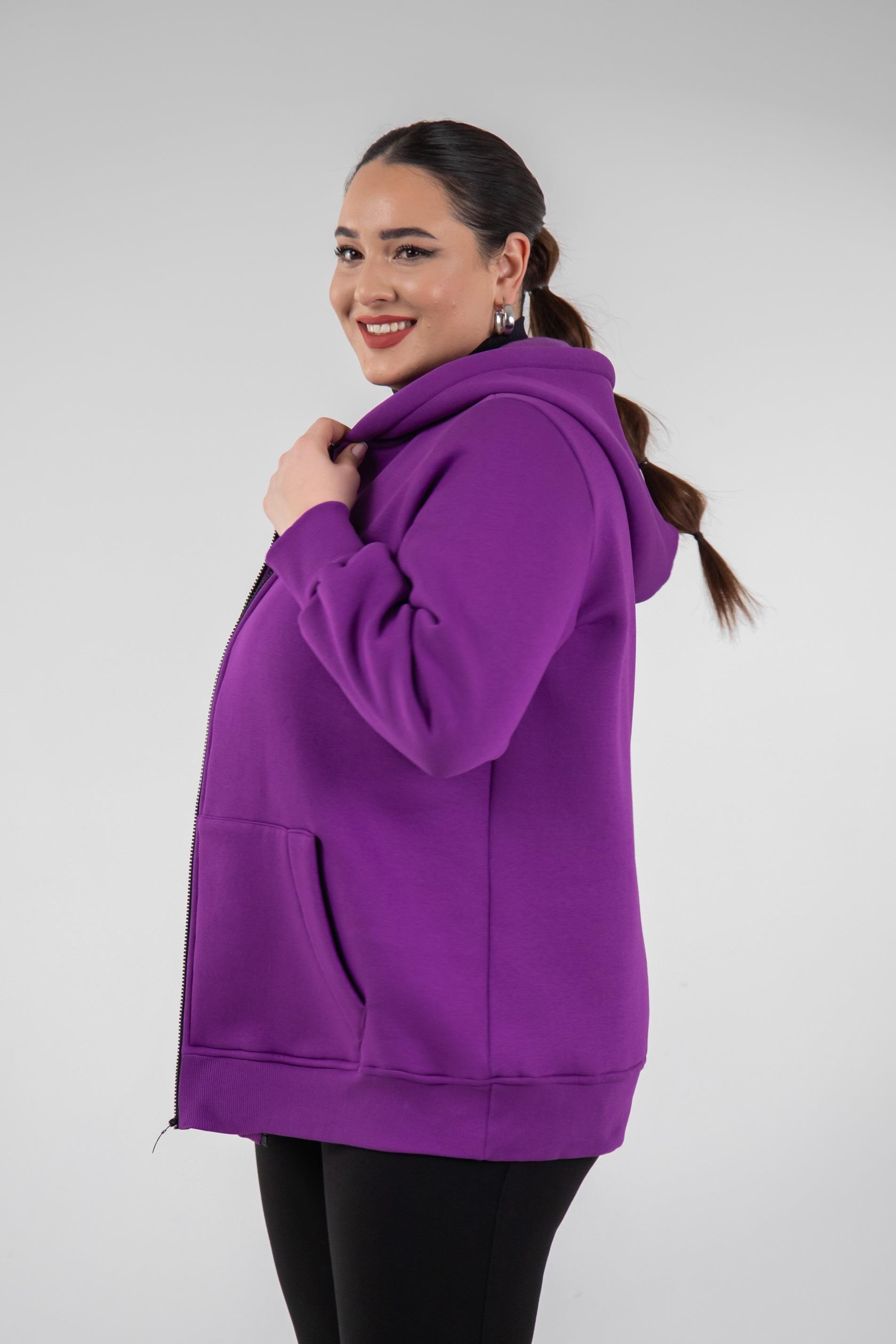 Büyük Beden 3330220 Arma Detaylı Sweat  Lila