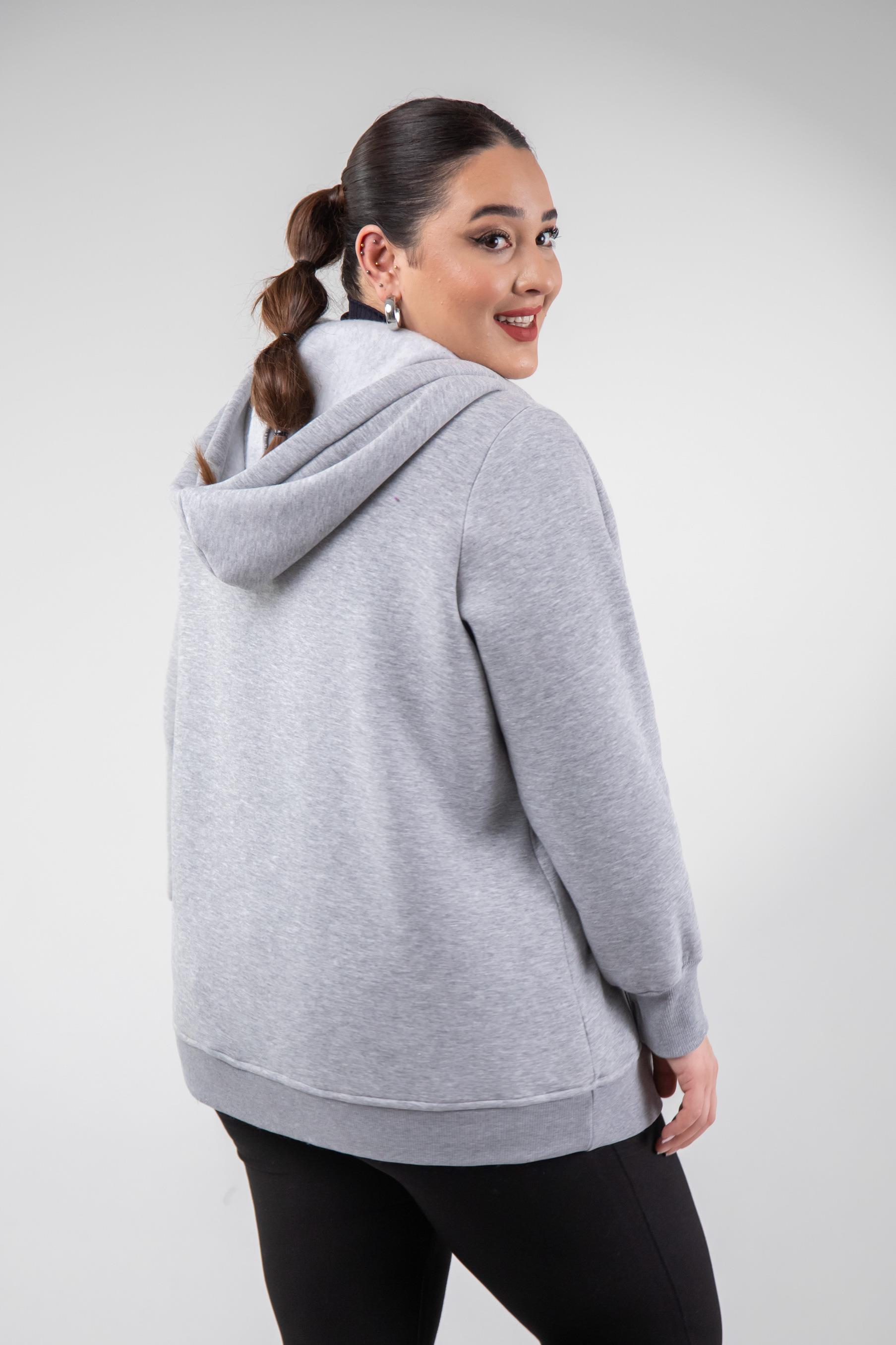 Büyük Beden 3330220 Arma Detaylı Sweat  Gri