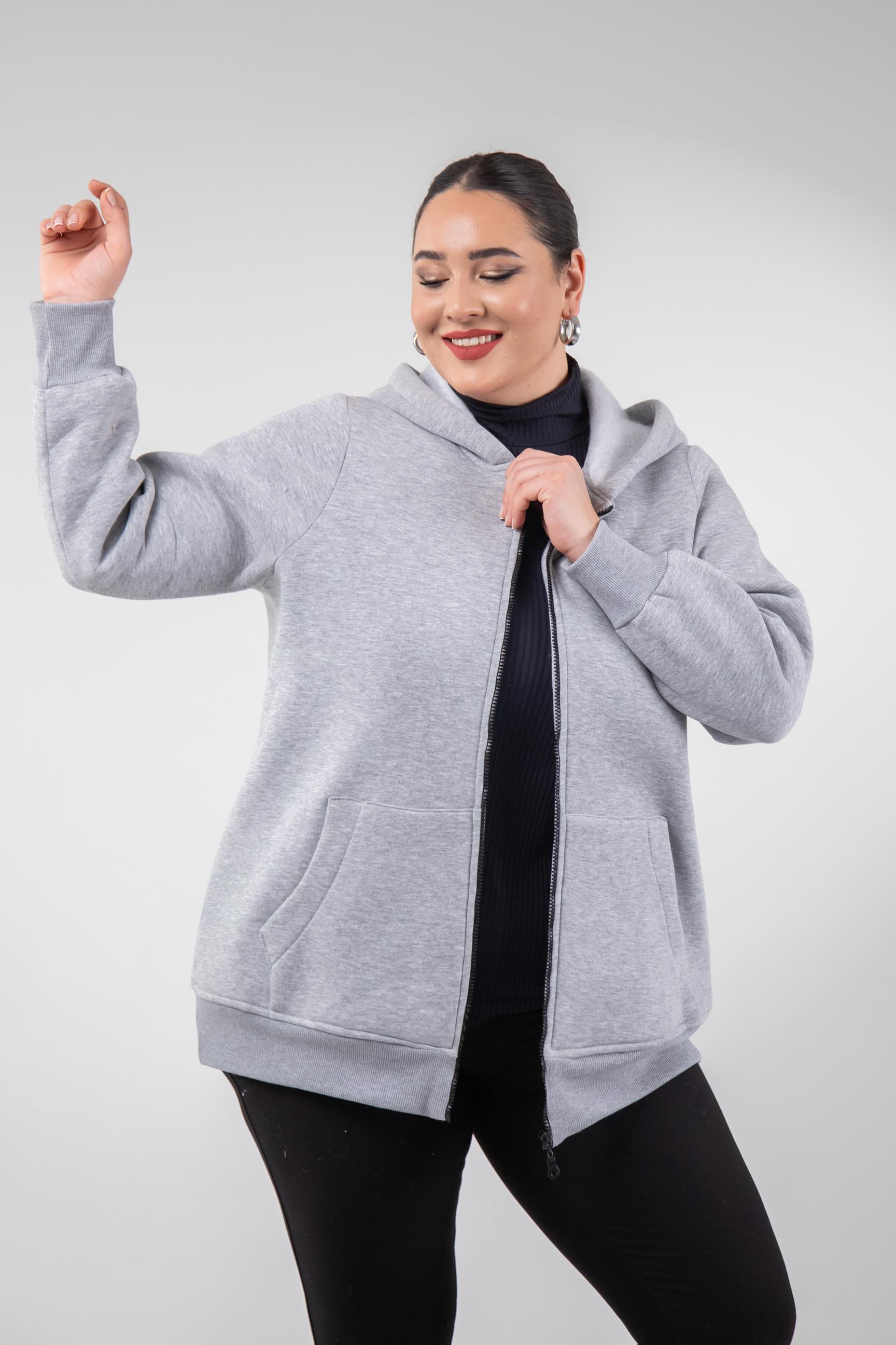 Büyük Beden 3330220 Arma Detaylı Sweat  Gri