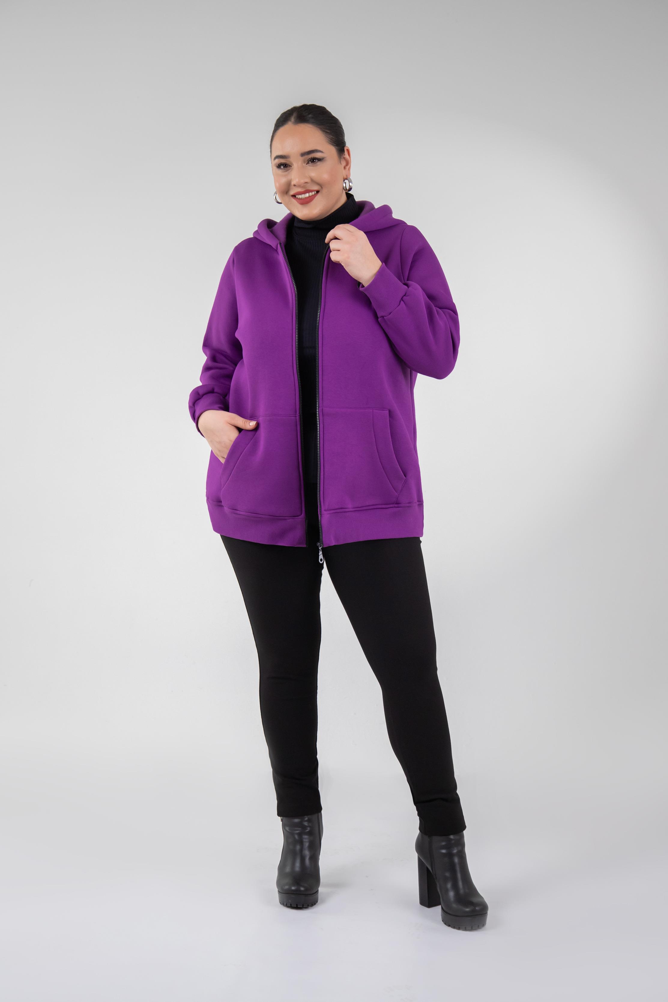 Büyük Beden 3330220 Arma Detaylı Sweat  Lila