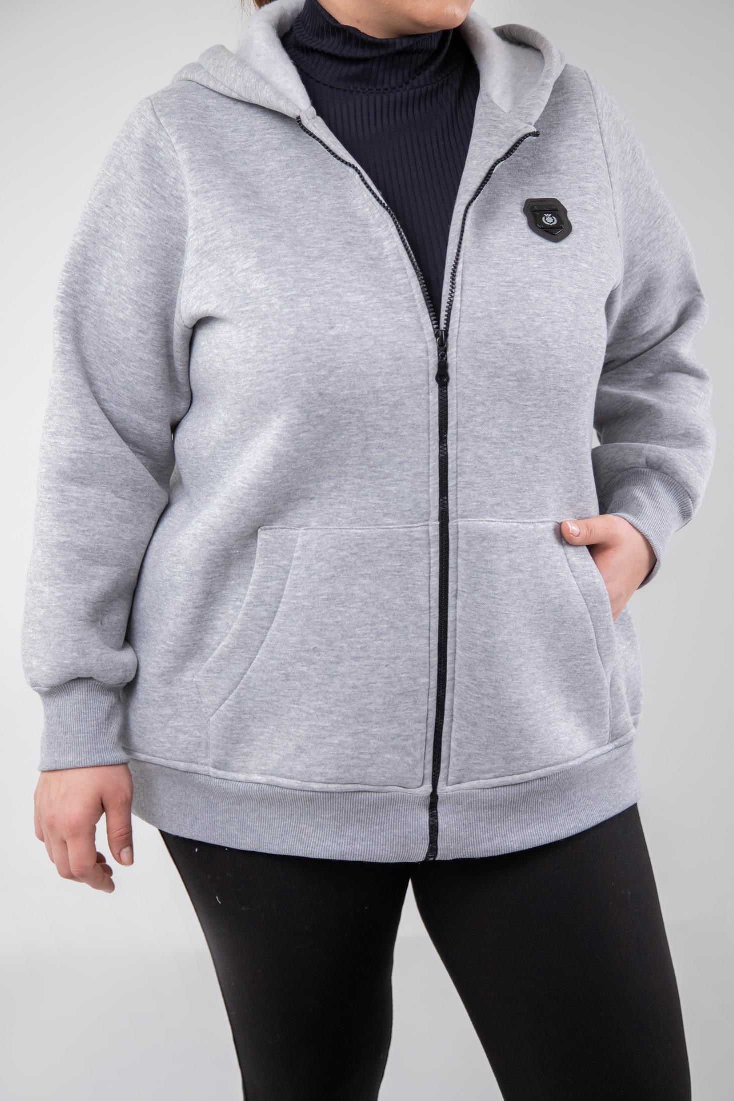 Büyük Beden 3330220 Arma Detaylı Sweat  Gri