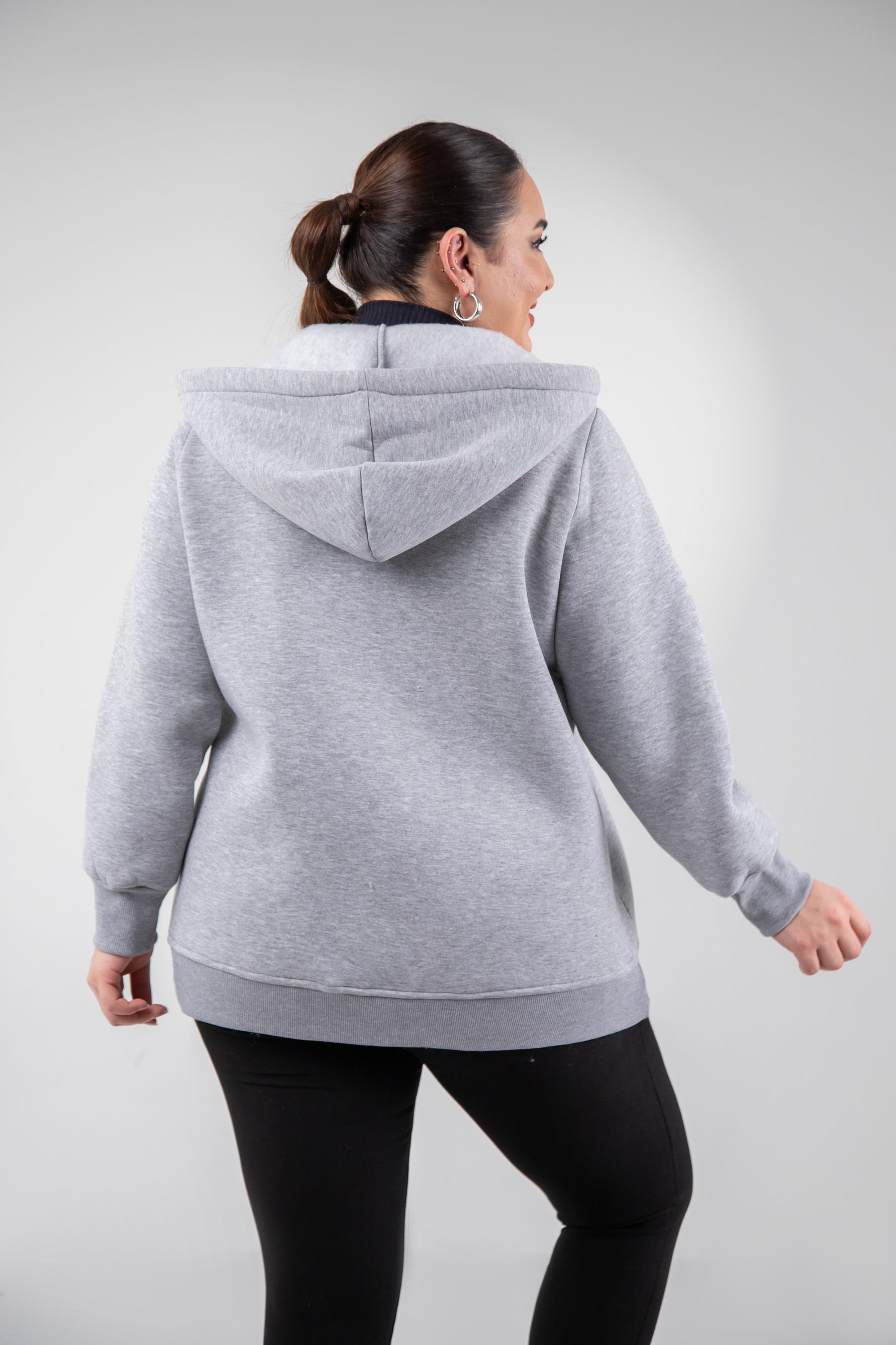 Büyük Beden 3330220 Arma Detaylı Sweat  Gri