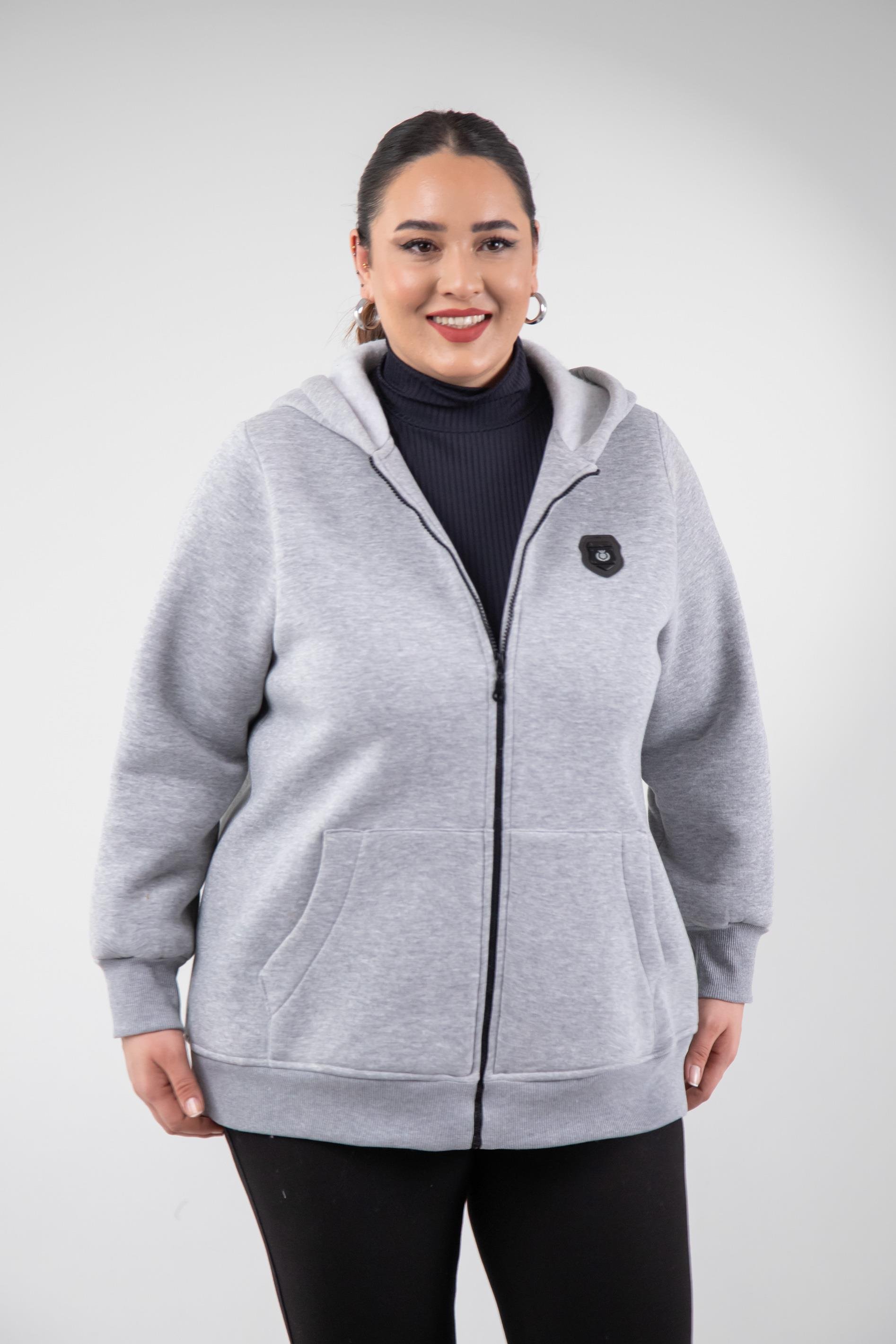 Büyük Beden 3330220 Arma Detaylı Sweat  Gri