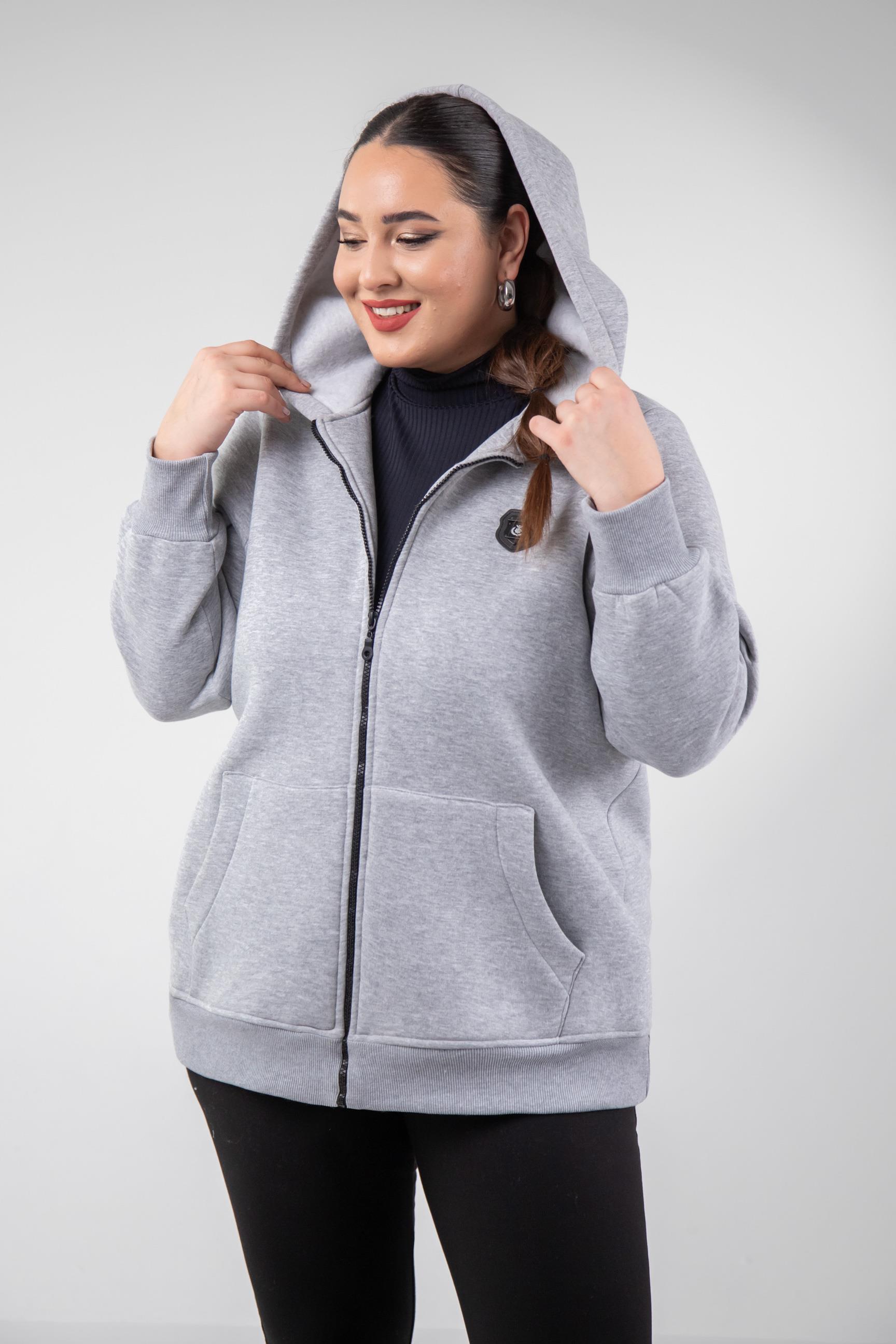 Büyük Beden 3330220 Arma Detaylı Sweat  Gri