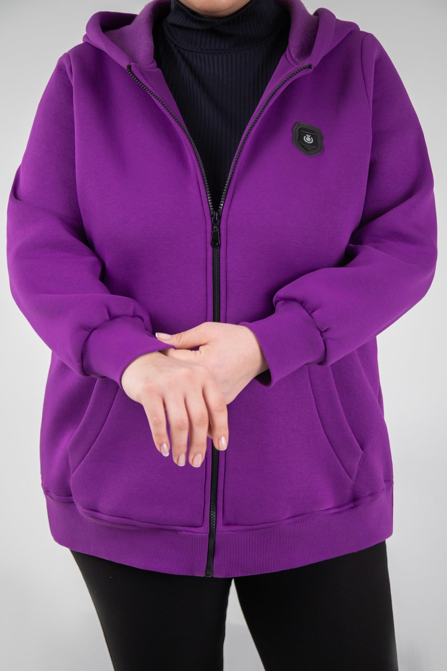 Büyük Beden 3330220 Arma Detaylı Sweat  Lila